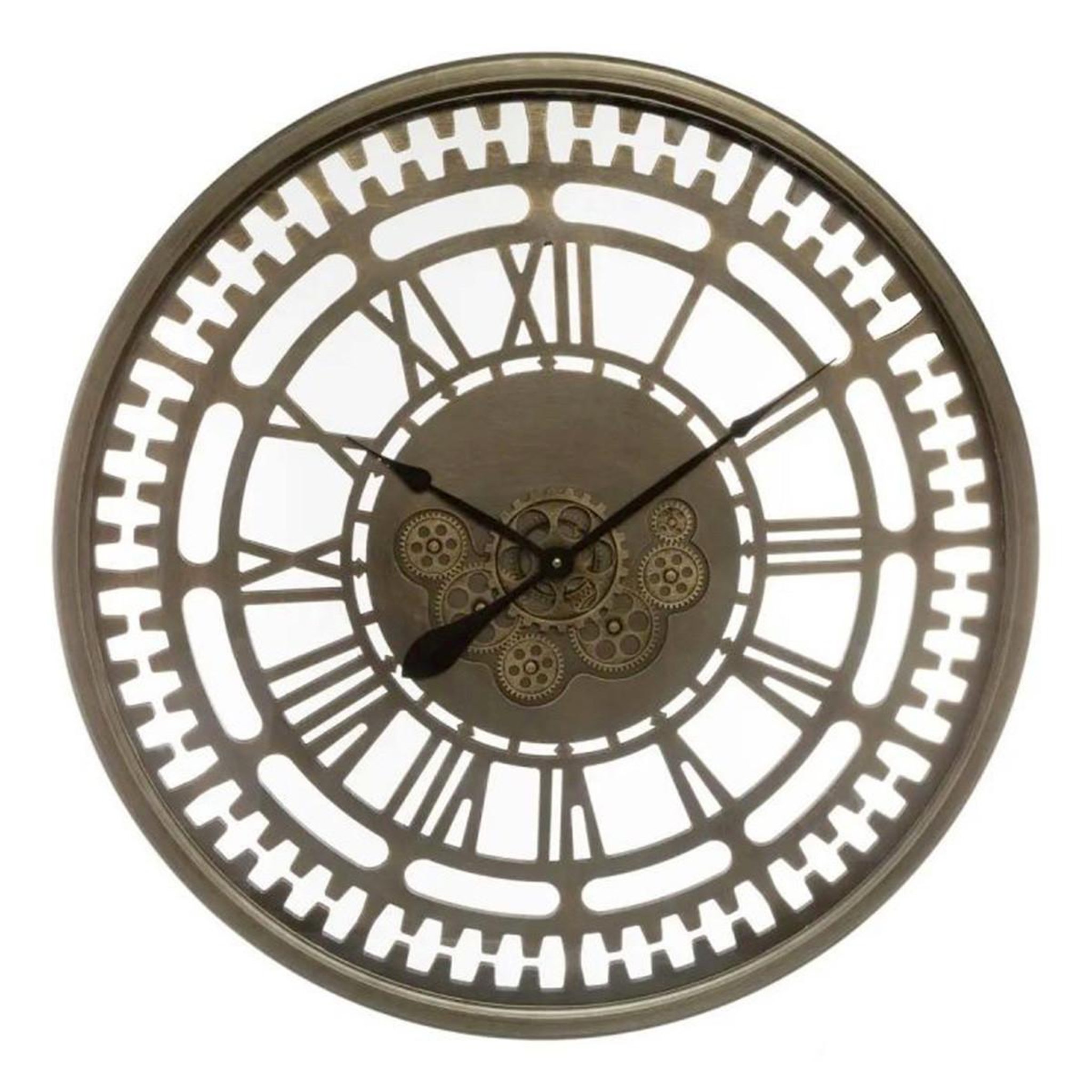Voir la diapositive 1 : ATMOSPHERA Horloge murale vintage  mécanisme  80cm marron
