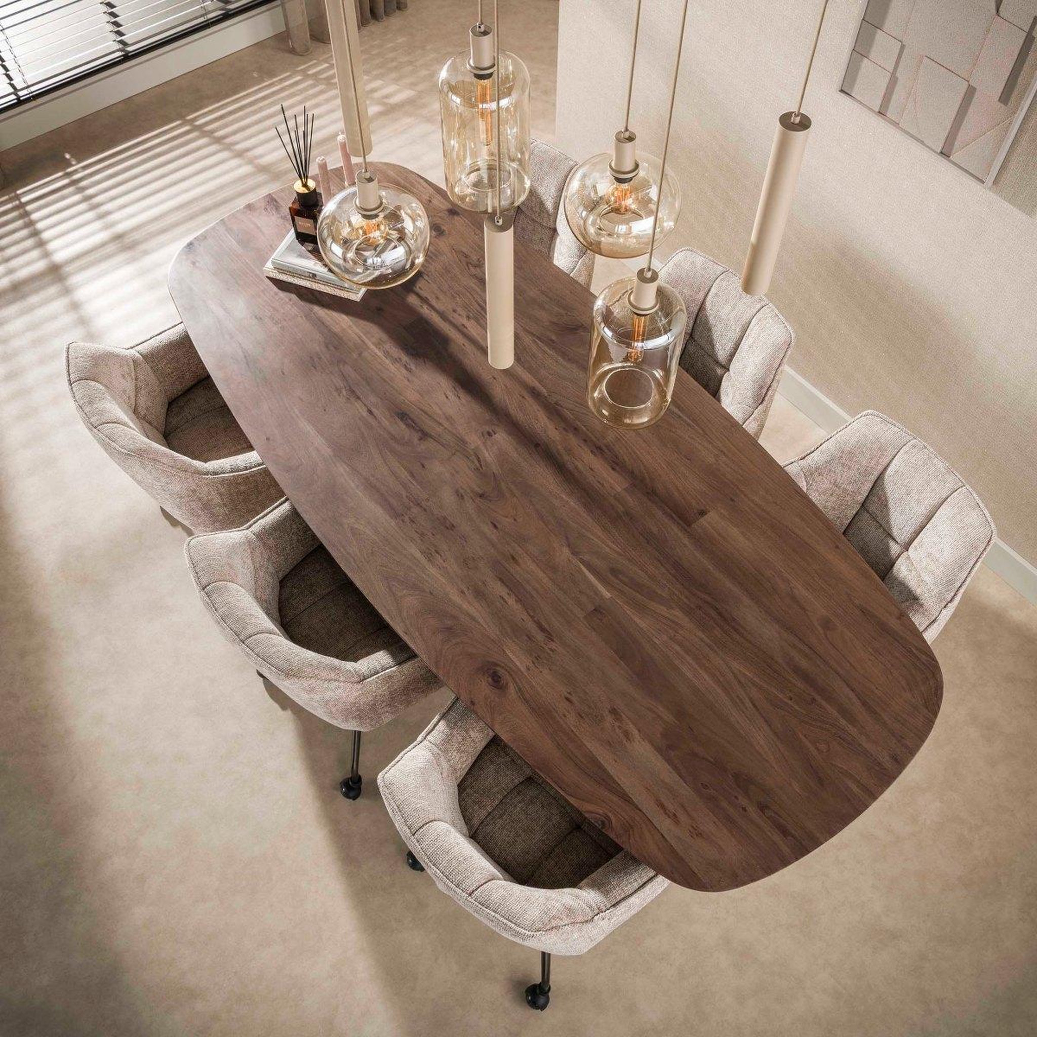 Voir la diapositive 3 : JLC KREATION Table à manger en bois massif avec pied central 240cm daisy