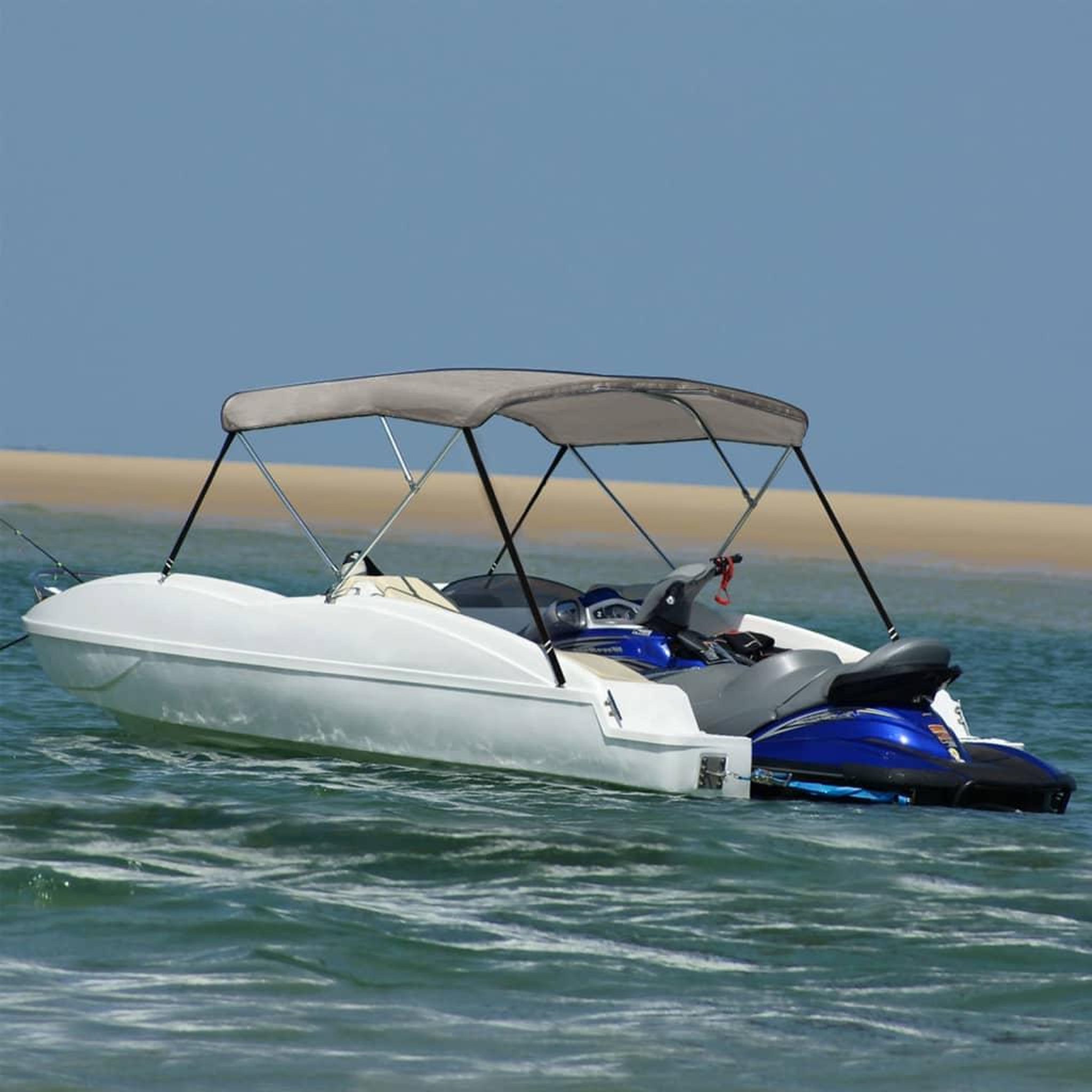 VIDAXL Auvent bimini a 3 arceaux gris 183x160x137 cm