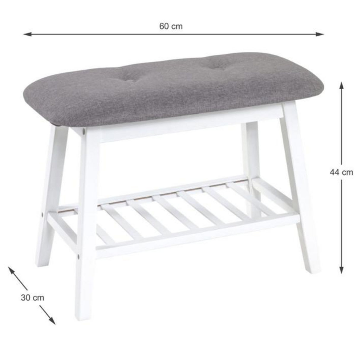 Paris Prix Range-Chaussures & Banc  Bambou  60cm Blanc