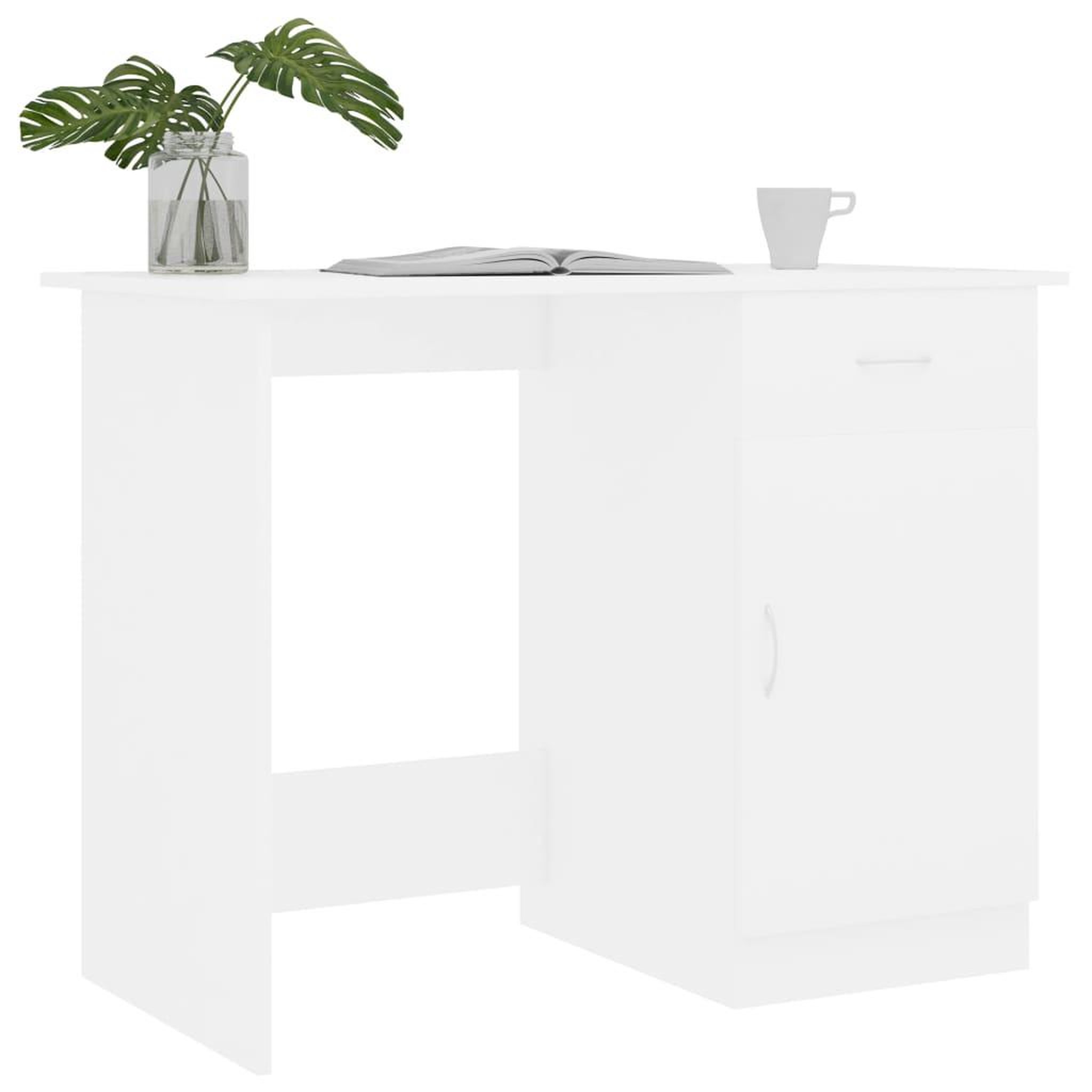 Voir la diapositive 3 : VIDAXL Bureau Blanc 100x50x76 cm Bois d'ingenierie
