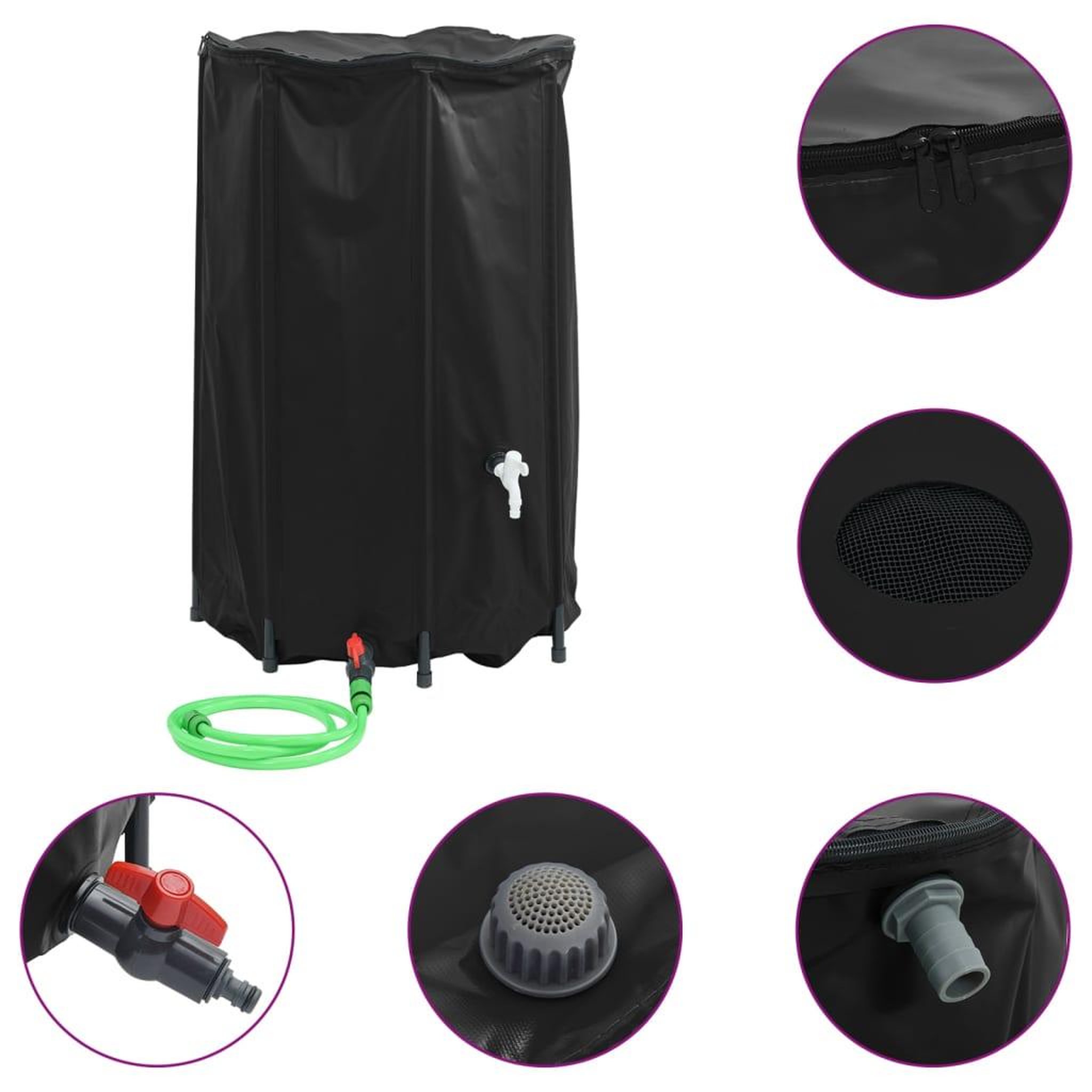 Voir la diapositive 2 : VIDAXL Reservoir d'eau avec robinet pliable 500 L PVC