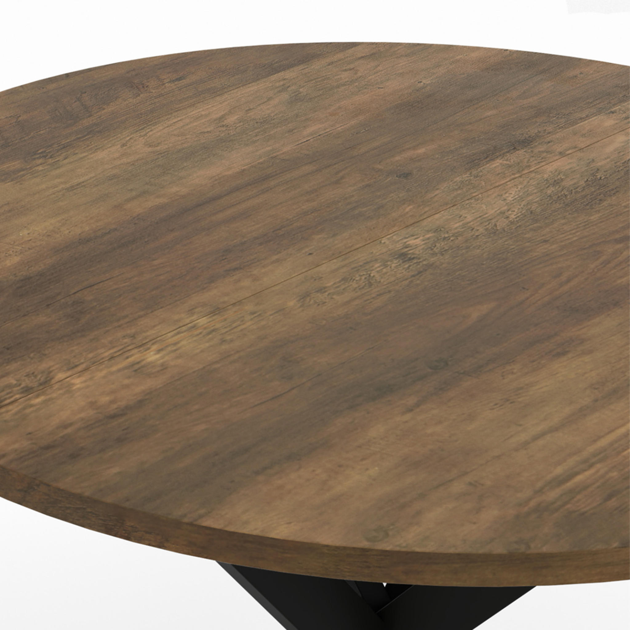 Voir la diapositive 5 : ID MARKET Table à manger ronde alix 4 personnes pied araignée noir et plateau bois foncé hawkins 80 cm