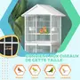 PAWHUT Volière cage à oiseaux sur roulettes design maison mangeoires perchoirs 10 portes plateaux excréments amovibles acier blanc