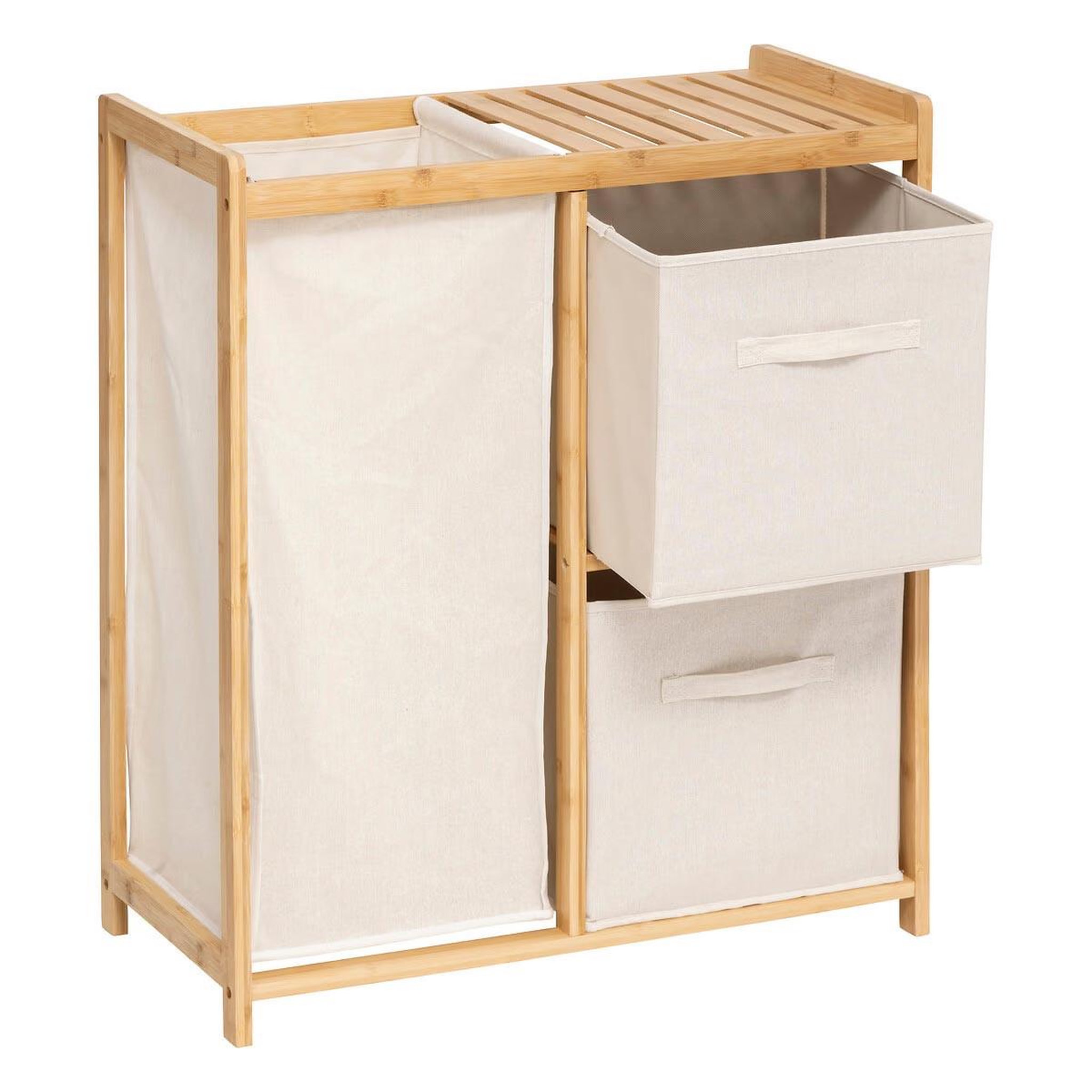 Voir la diapositive 3 : FIVE Meuble à linge 3 paniers  tidy  78cm naturel