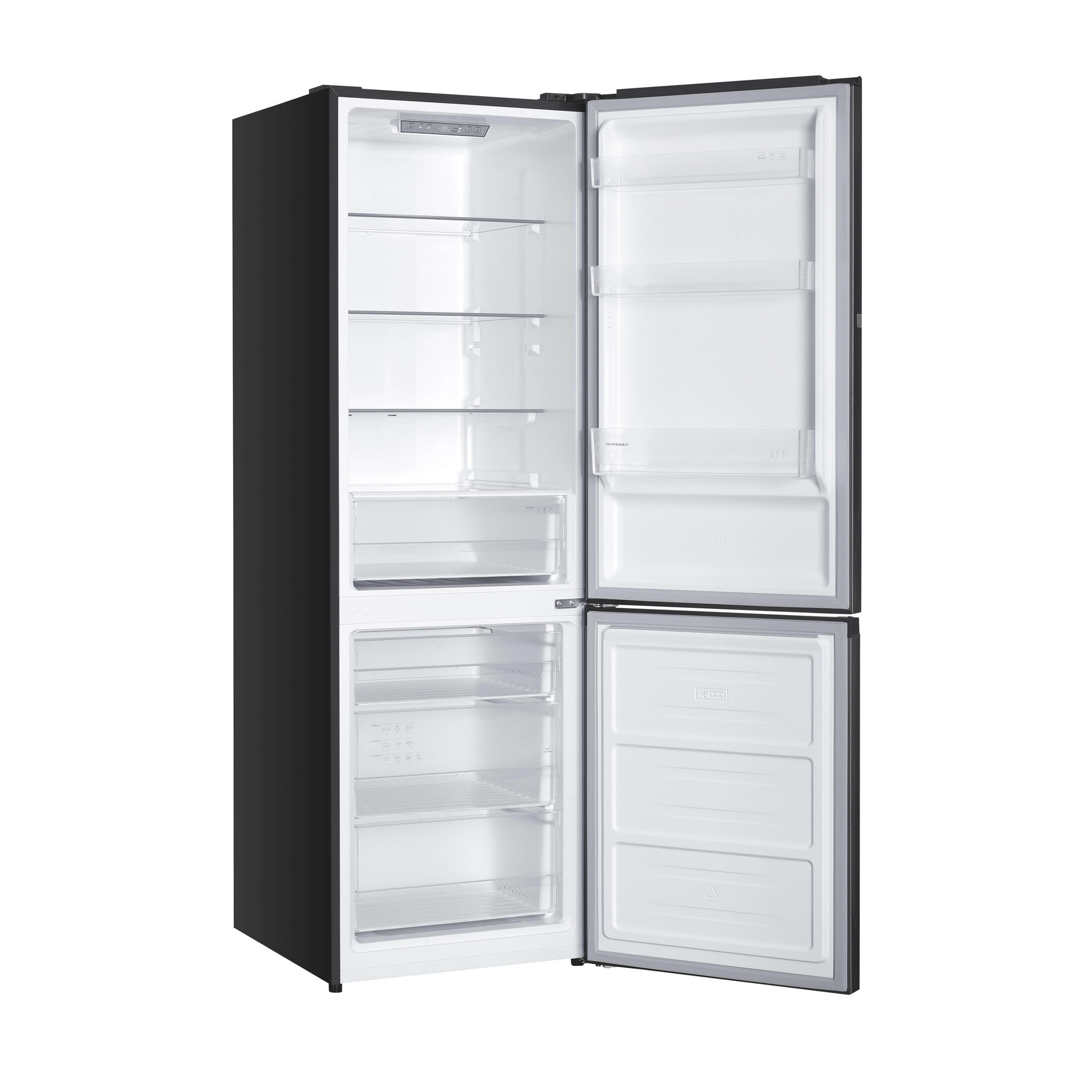 Voir la diapositive 3 : SCHNEIDER Réfrigérateur combiné 400L Inox - SCCB400NFXE