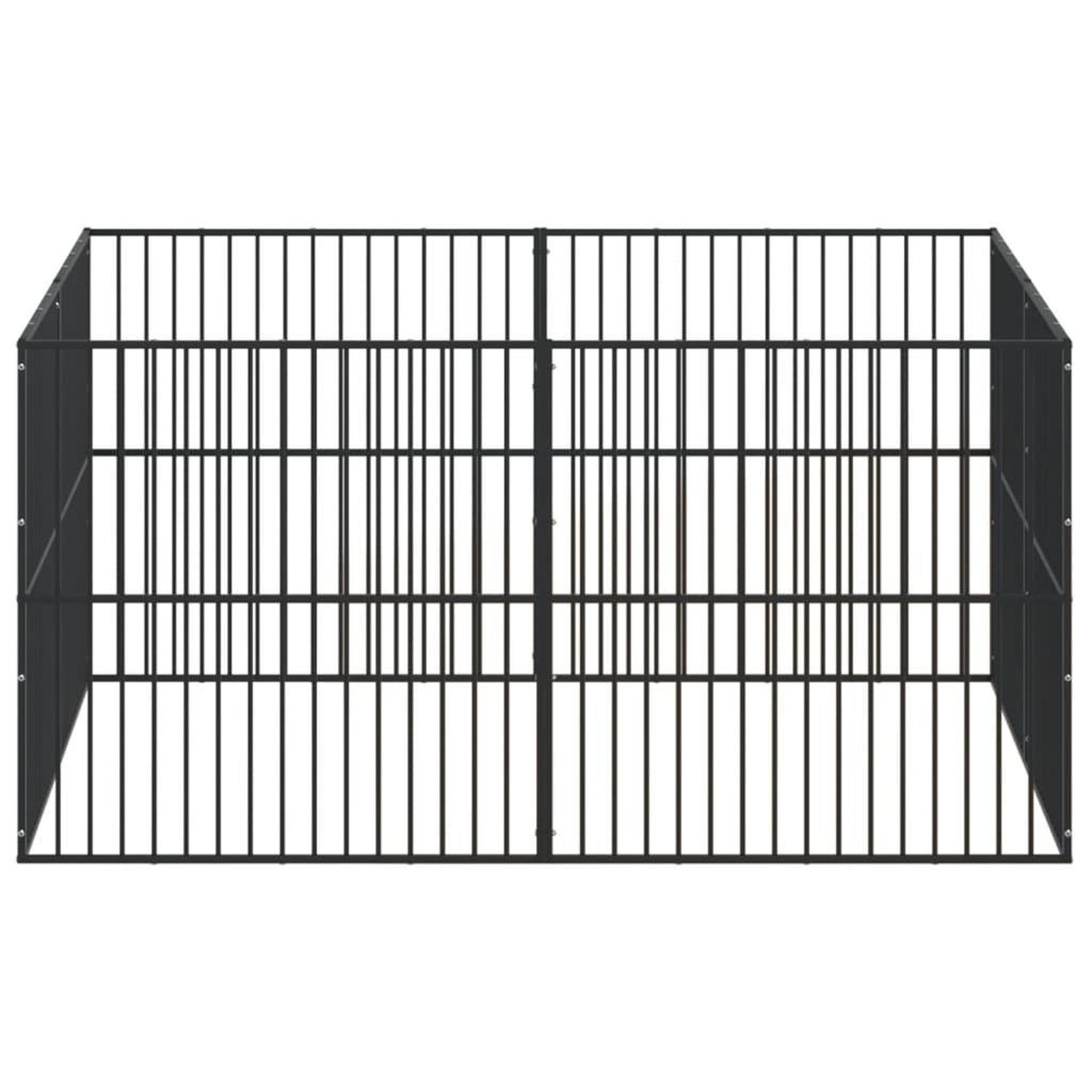 Voir la diapositive 5 : VIDAXL Parc pour chien 8 panneaux noir acier galvanise