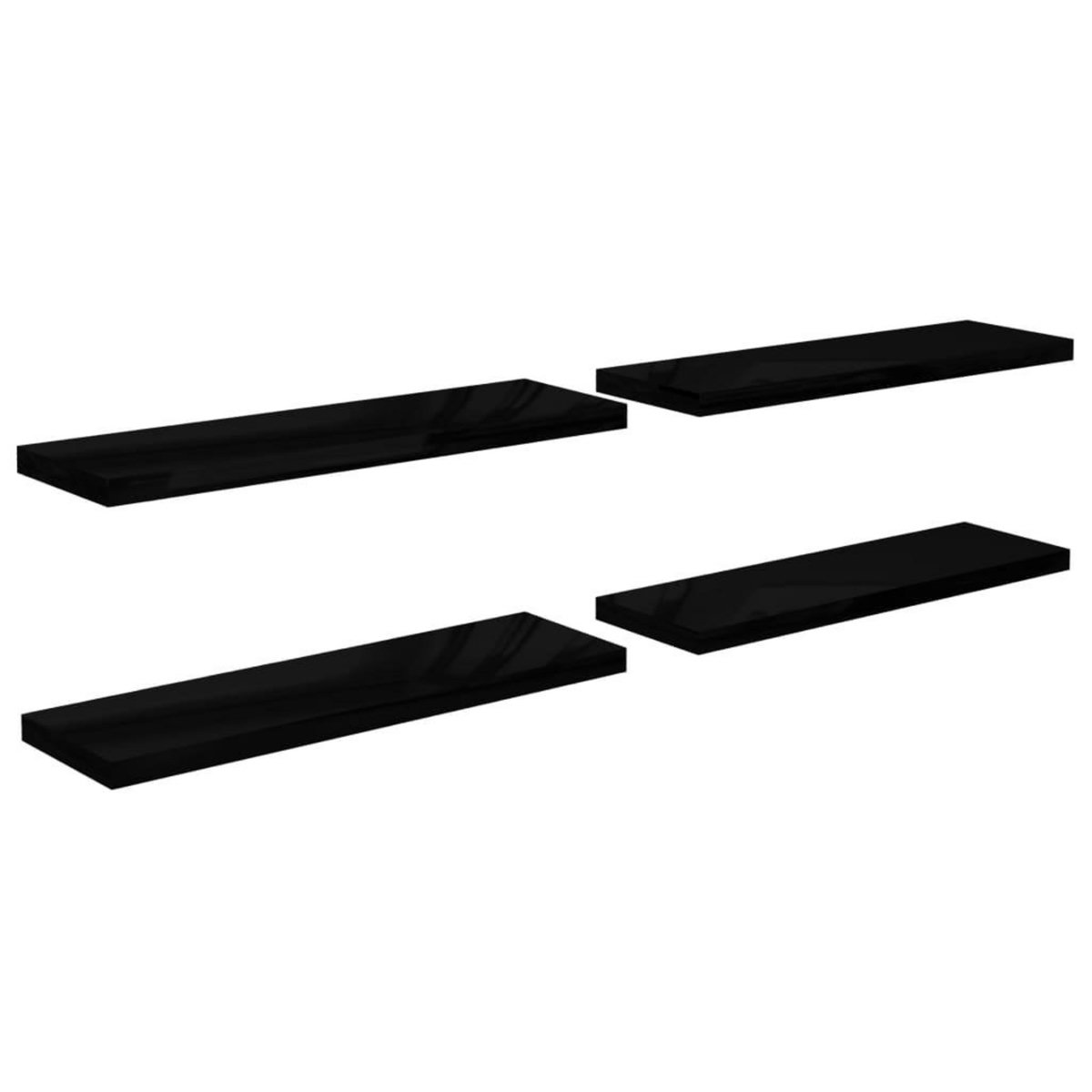 VIDAXL Etagere murale flottante 4 pcs Noir brillant 120x23,5x3,8cm MDF
