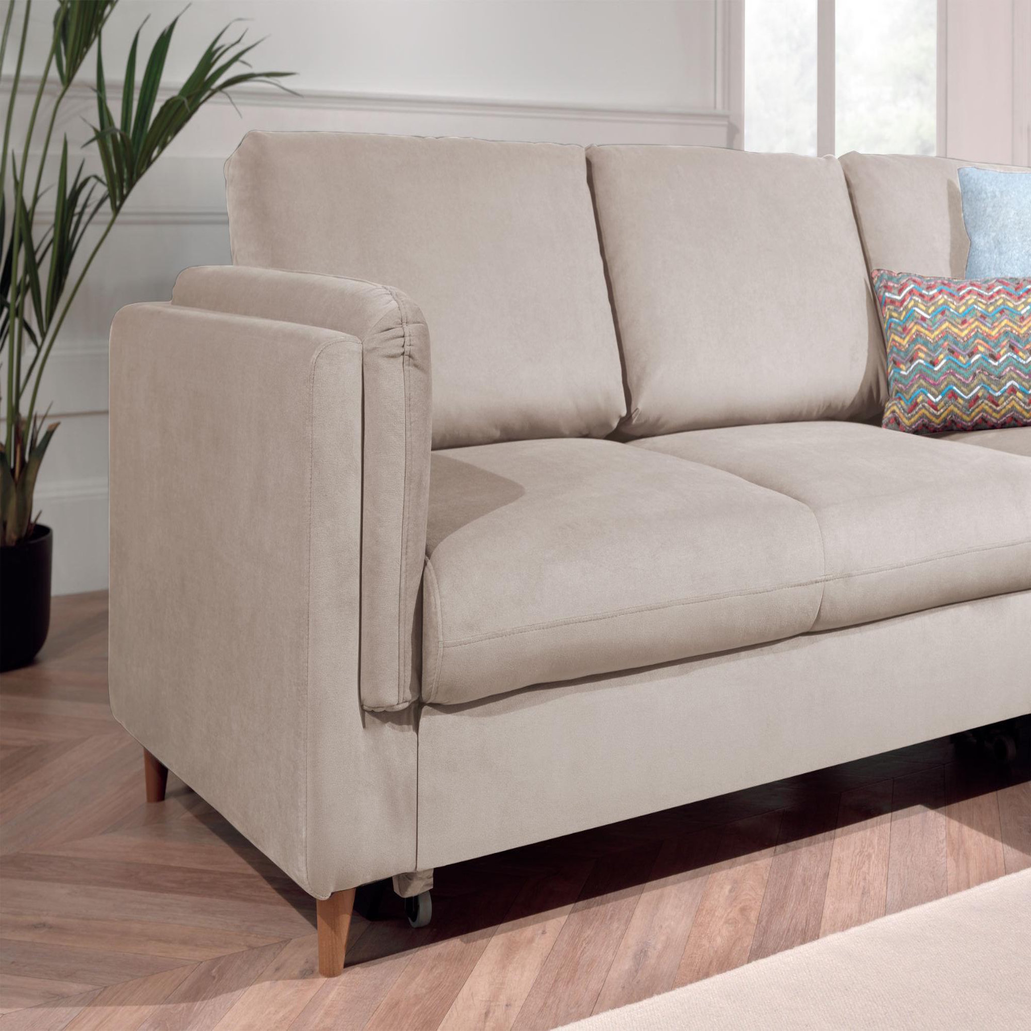 Voir la diapositive 4 : BEST MOBILIER Brooke - canapé d'angle droit - convertible - 5 places - en velours
