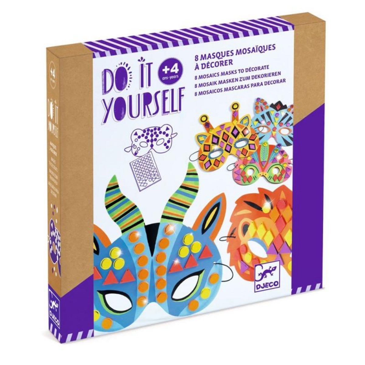 Djeco Kit créatif Djeco Masques mosaïques Animaux de jungle