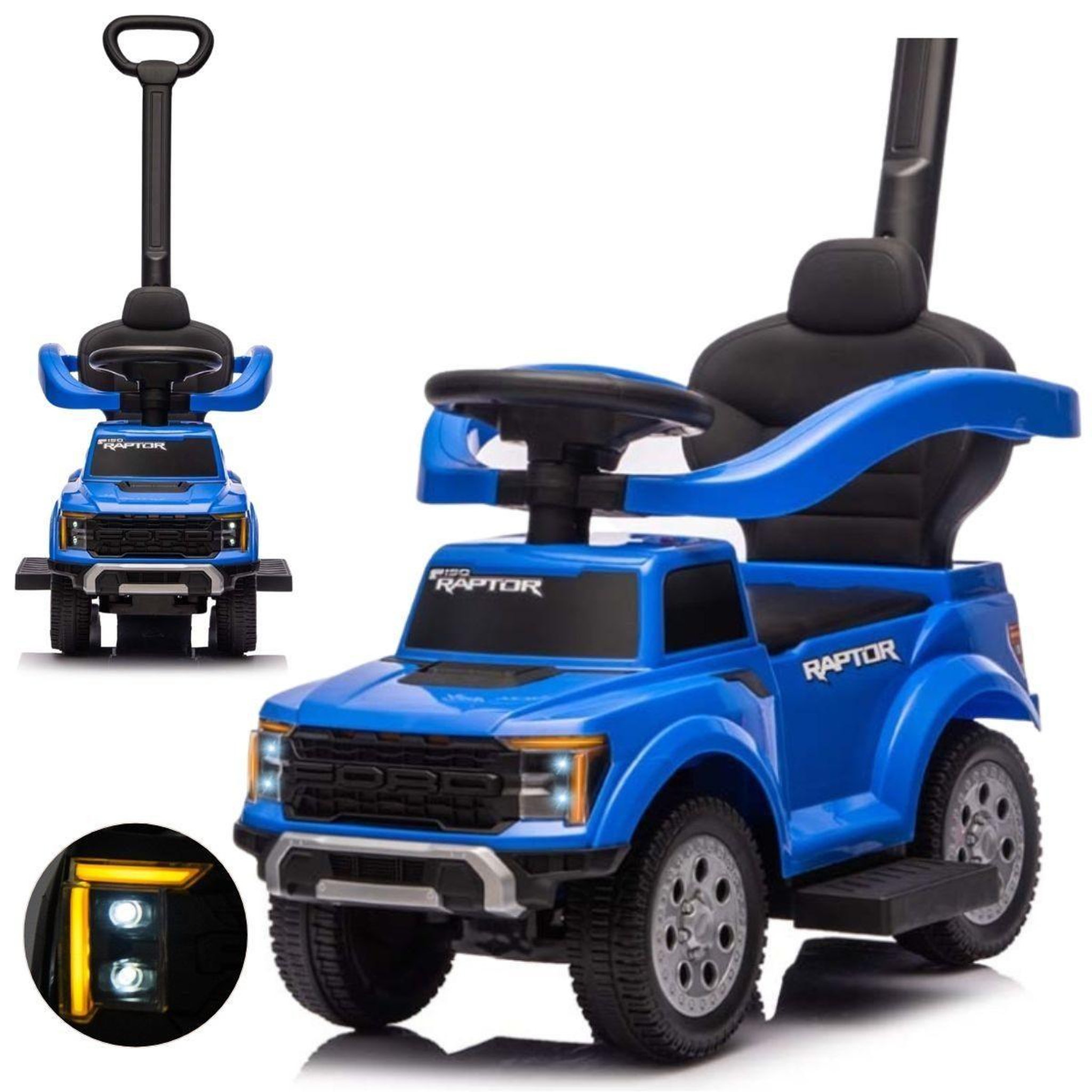 MILLY MALLY Porteur  ford f-150 3 en 1 bleu - avec canne de guidage