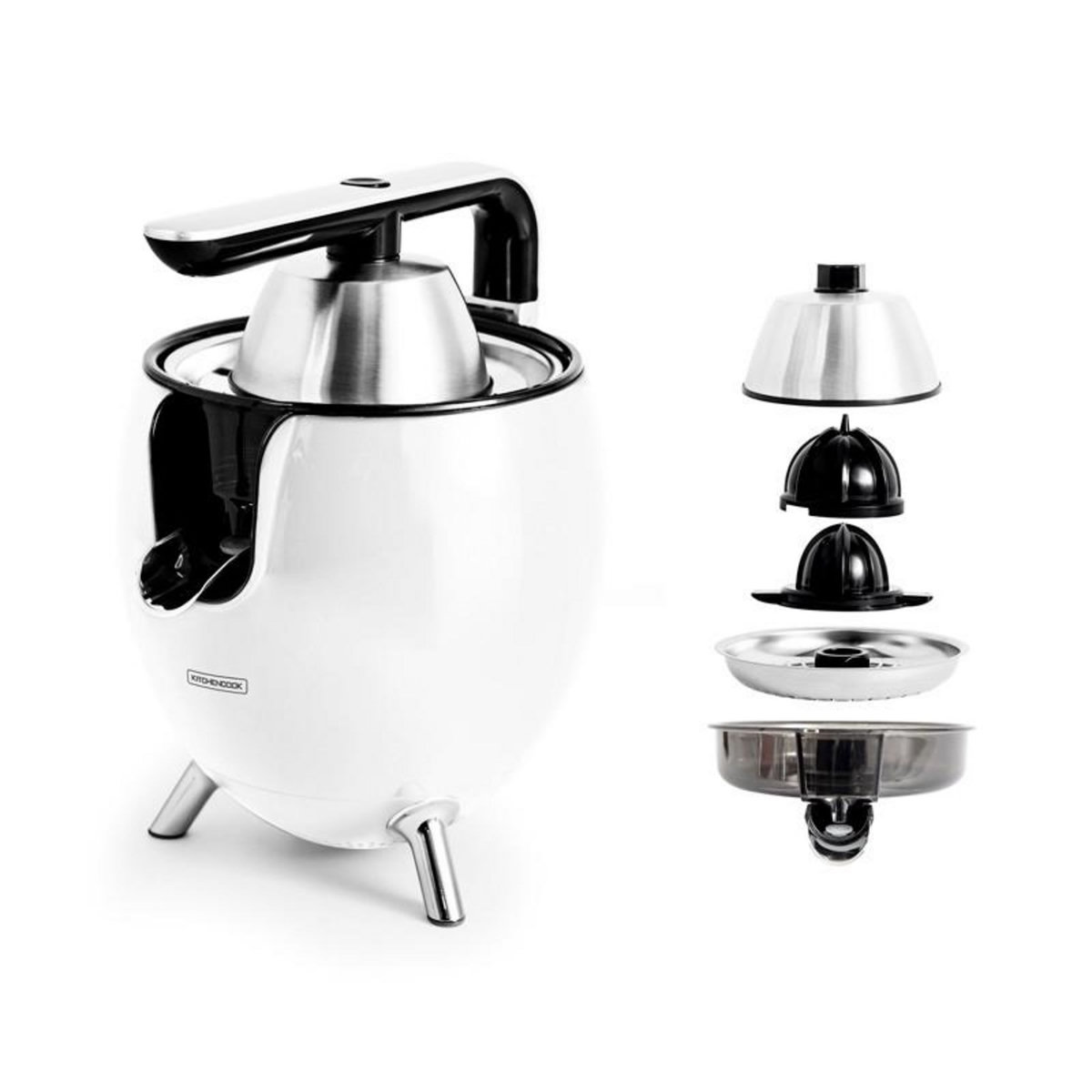 KITCHENCOOK Presse Agrumes Double Cônes Avec Filtre En Acier Presspod Blanc Kitchencook