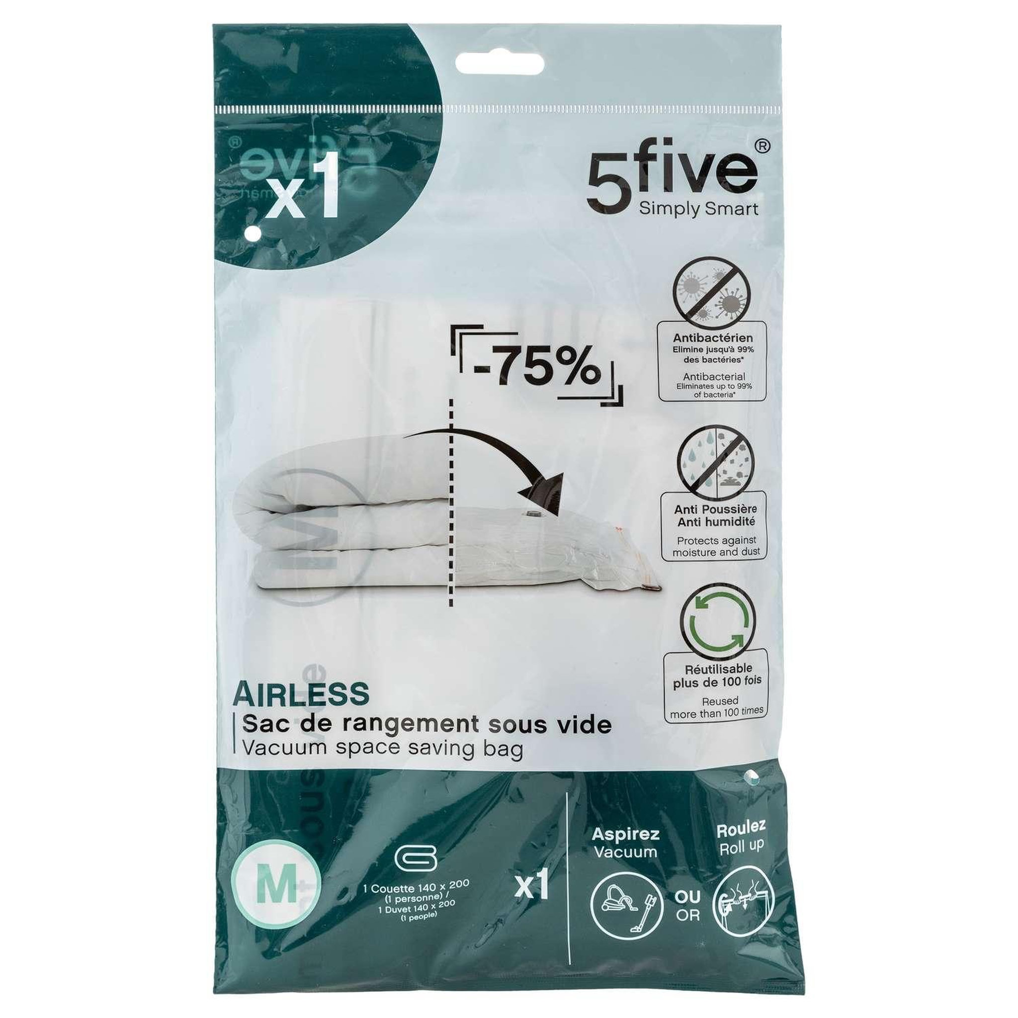 Voir la diapositive 1 : FIVE Housse de rangement sous-vide taille m