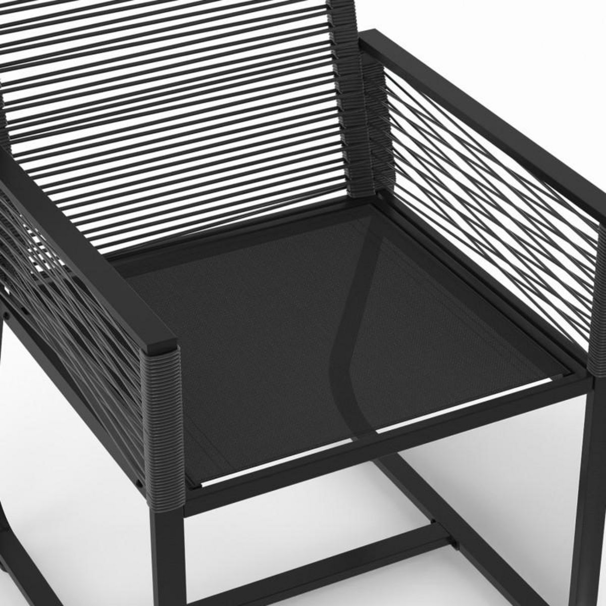 ID MARKET Lot de 2 fauteuils de jardin ODESSA métal et cordage noir