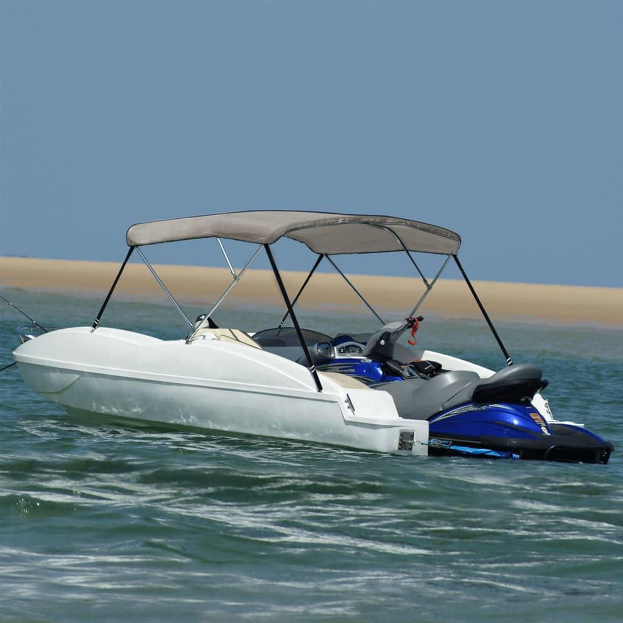 VIDAXL Auvent bimini a 3 arceaux gris 183x196x137 cm