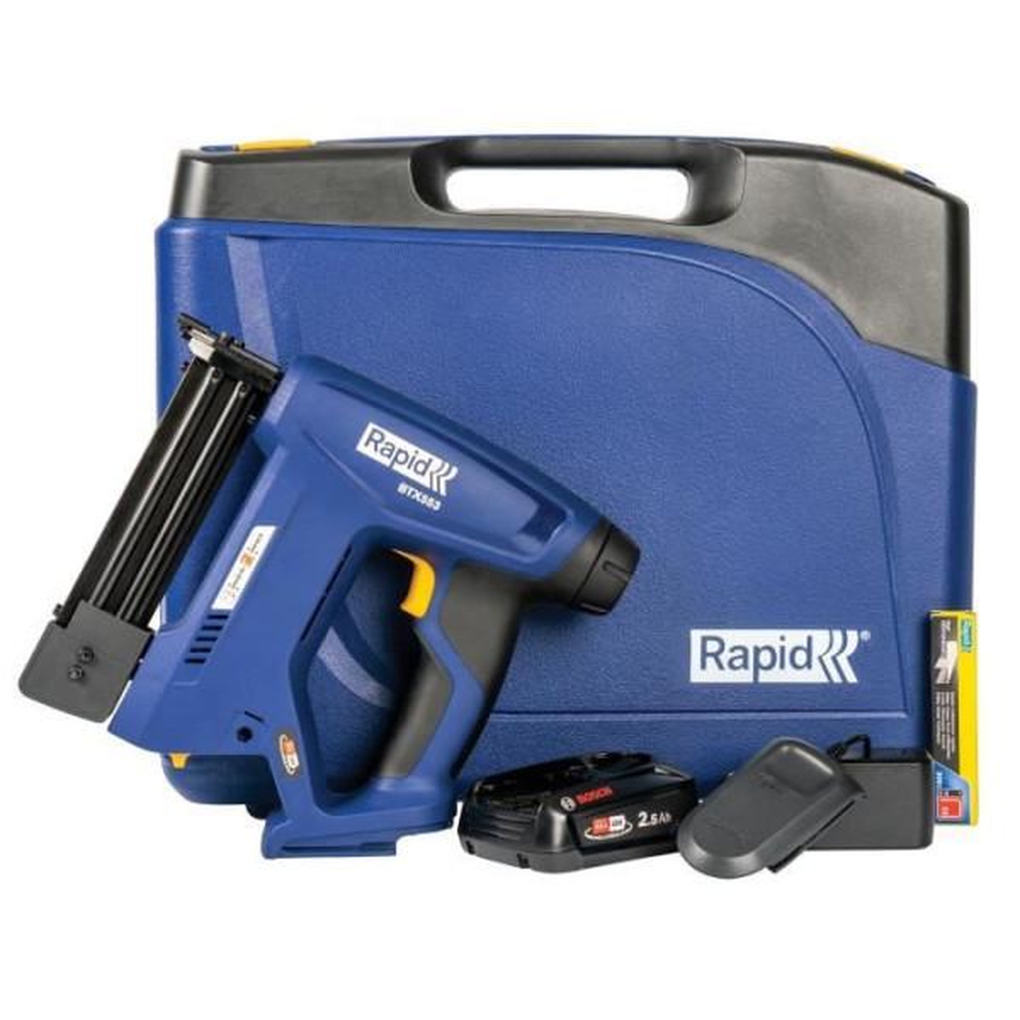 Voir la diapositive 2 : Rapid Agrafeuse a batterie 18V pour 53/8-20mm - 8/15-20mm - RAPID - BTX553 -Coffret + batterie 2.5Ah + chargeur