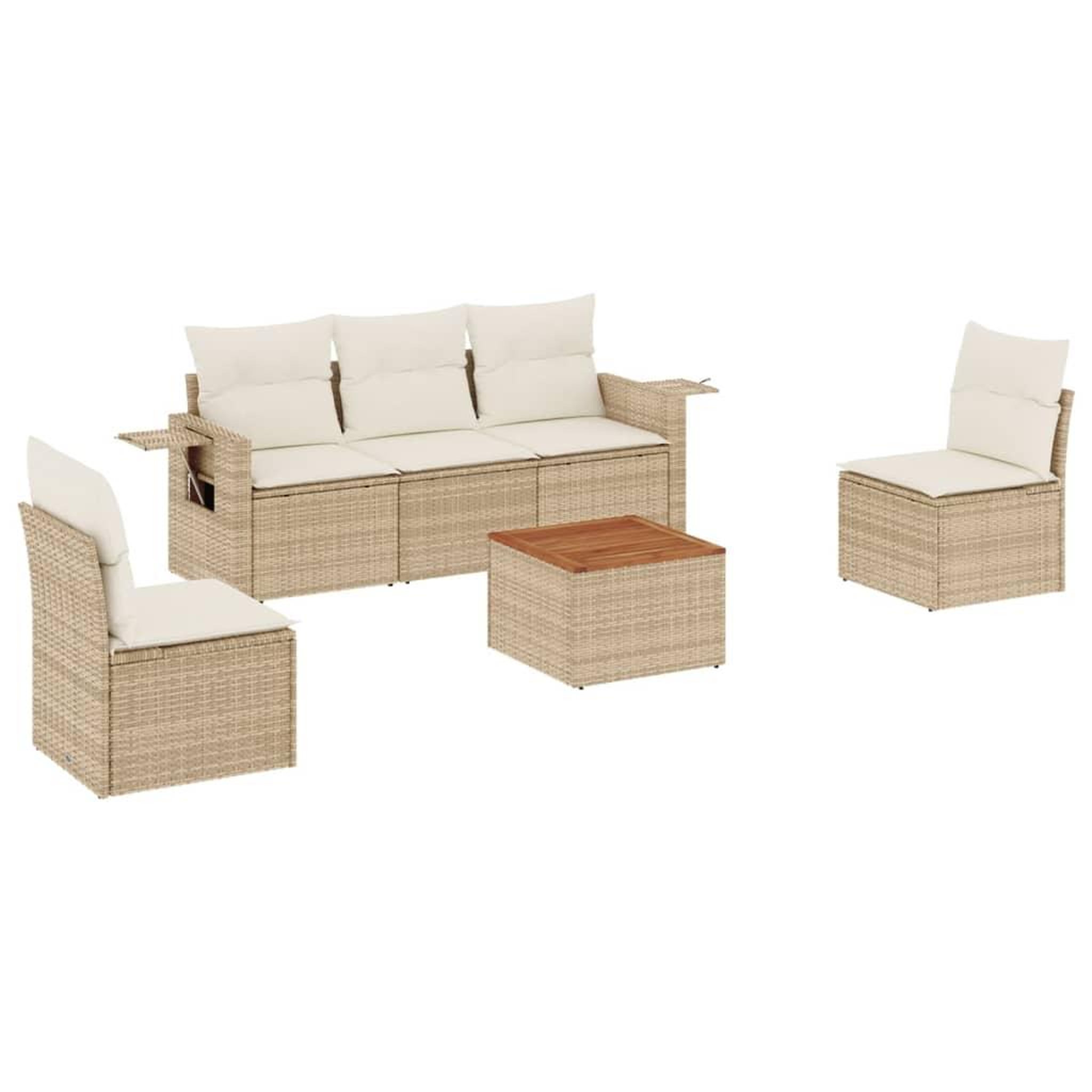Voir la diapositive 2 : VIDAXL Salon de jardin avec coussins 6 pcs beige resine tressee