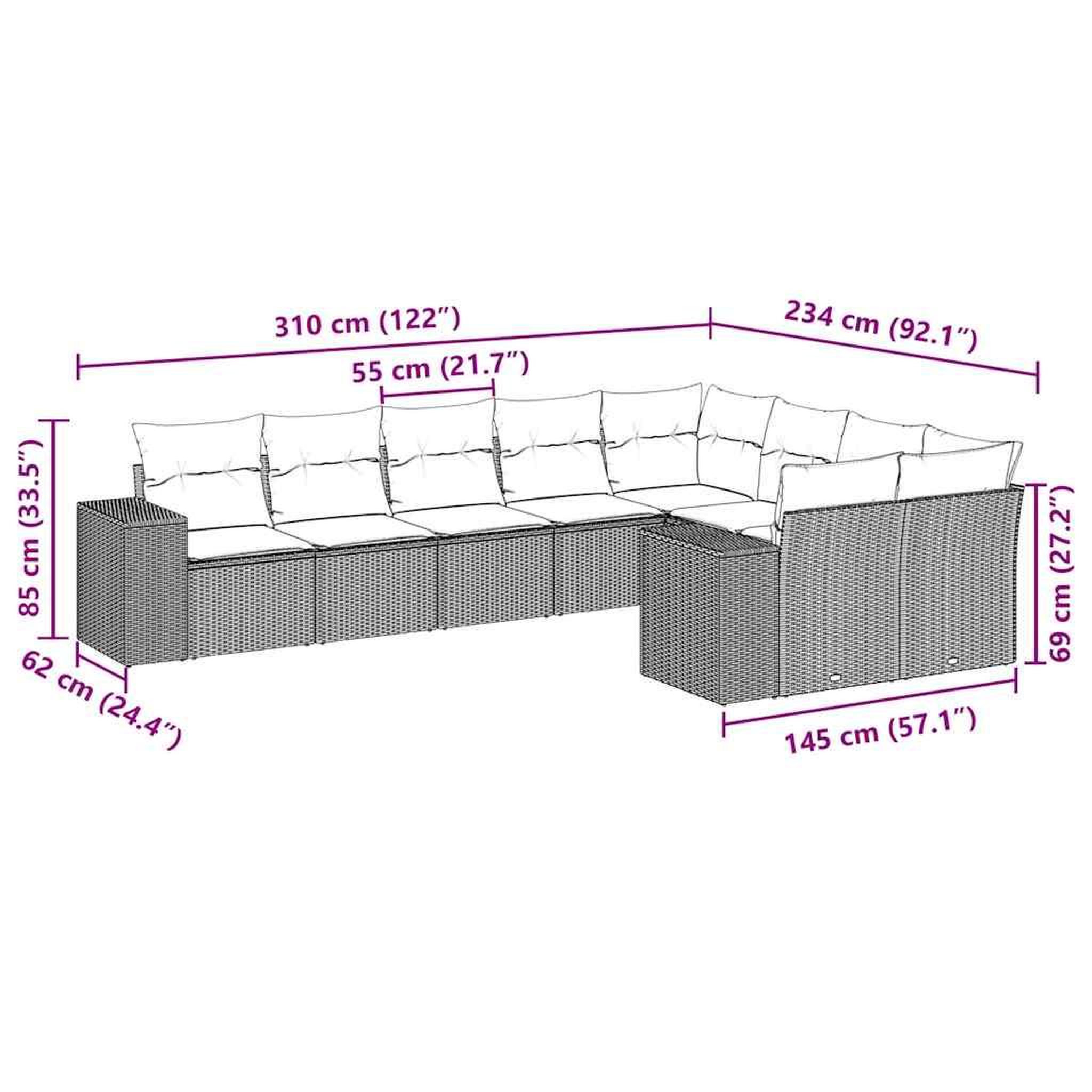 Voir la diapositive 4 : VIDAXL Salon de jardin 9 pcs avec coussins noir resine tressee