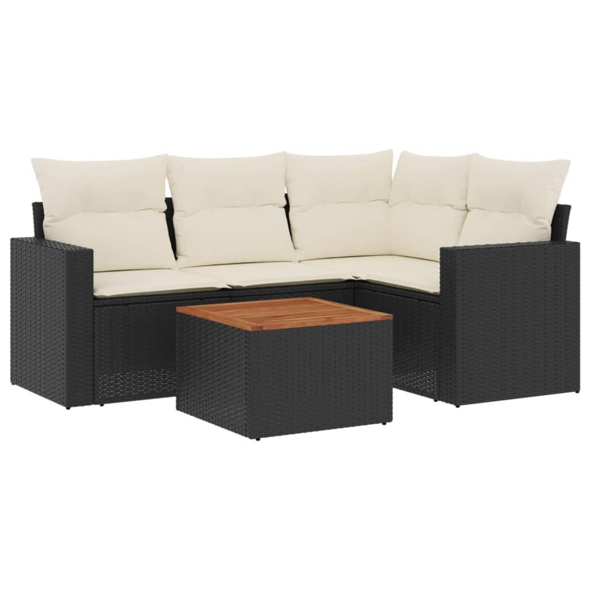Voir la diapositive 2 : VIDAXL Salon de jardin 5 pcs avec coussins noir resine tressee