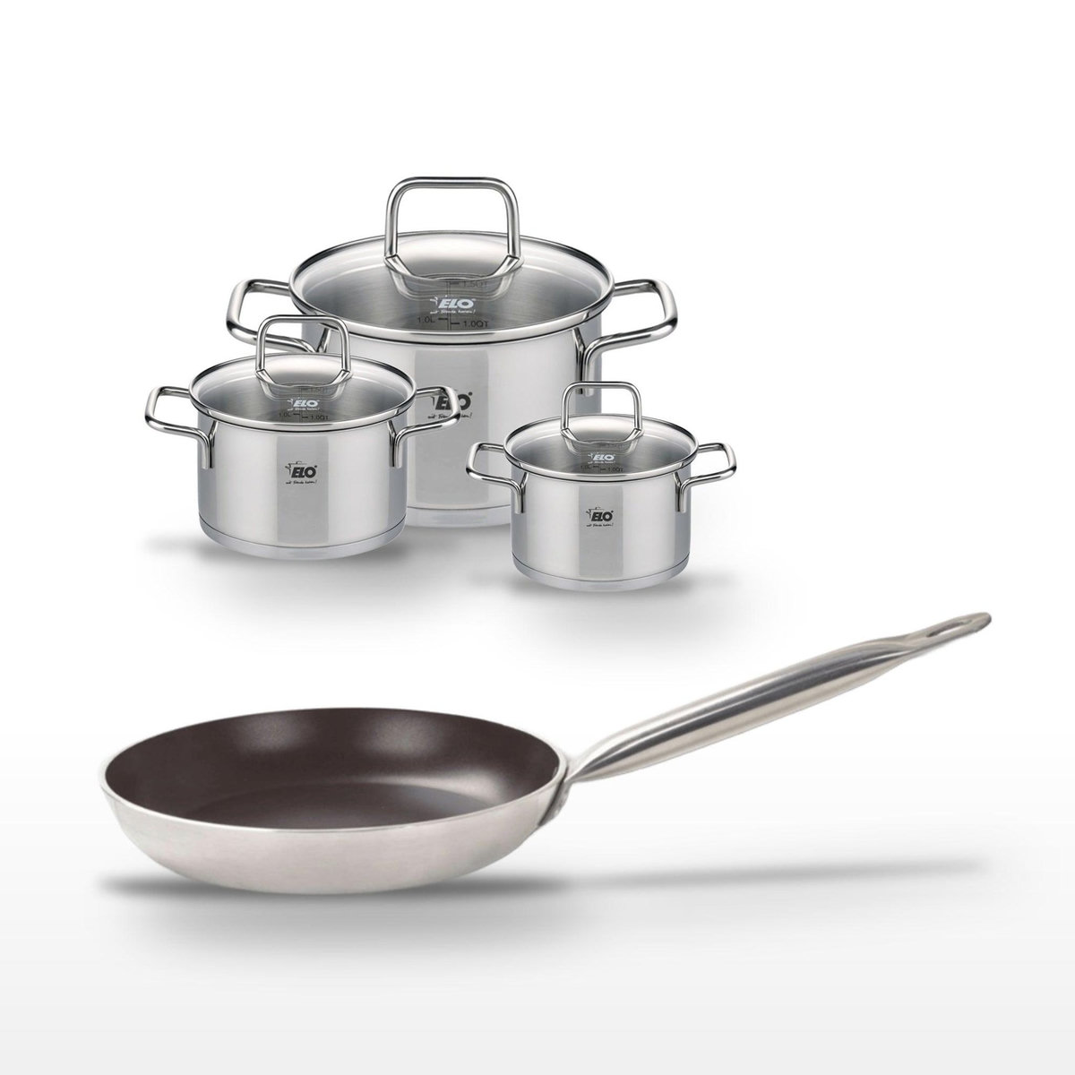 ELO Lot Poêle 32 cm Elo Bistro Line et 3 Faitouts Elo Citrin