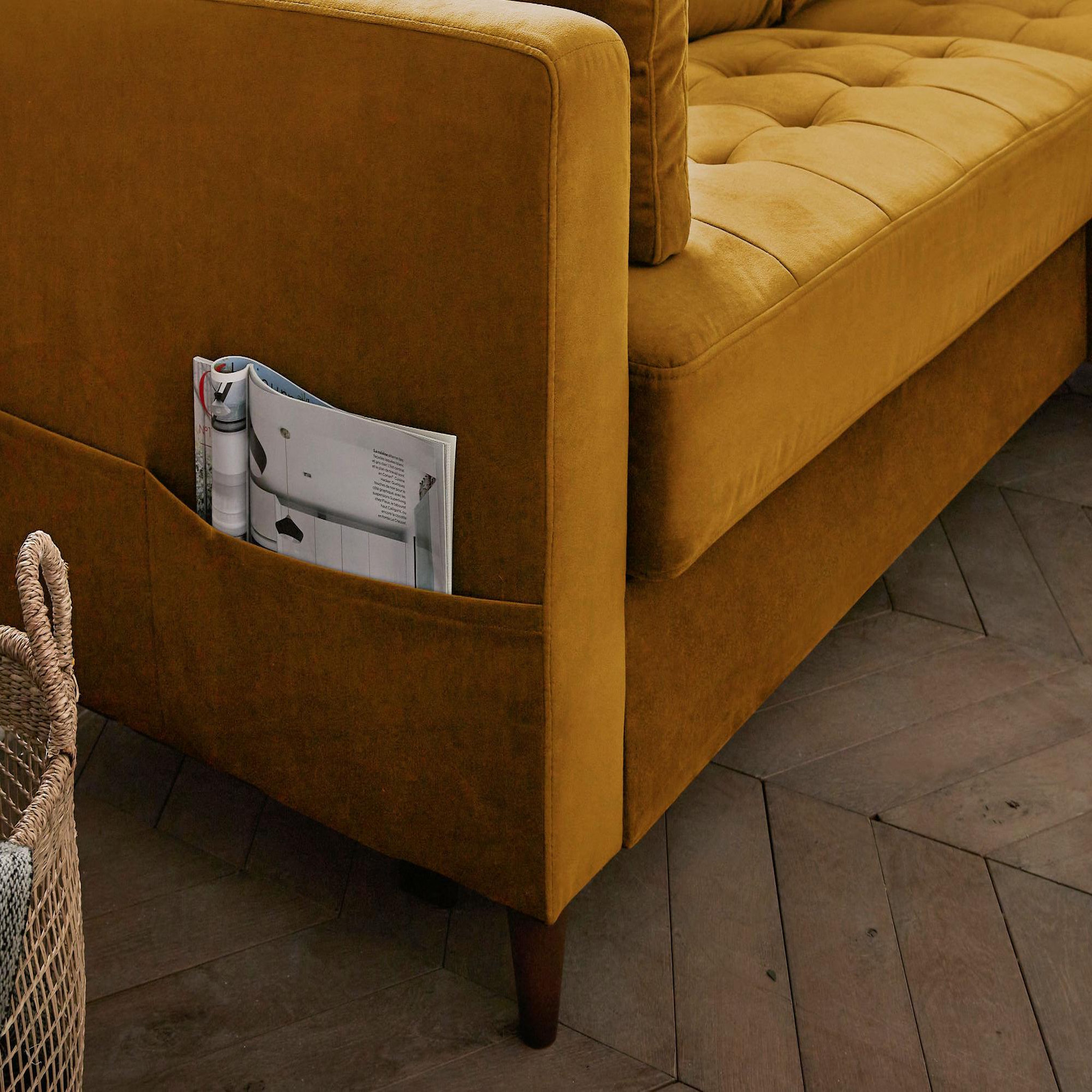 Voir la diapositive 5 : BEST MOBILIER Anna - canapé d'angle droit - 4 places - convertible avec coffre - en velours