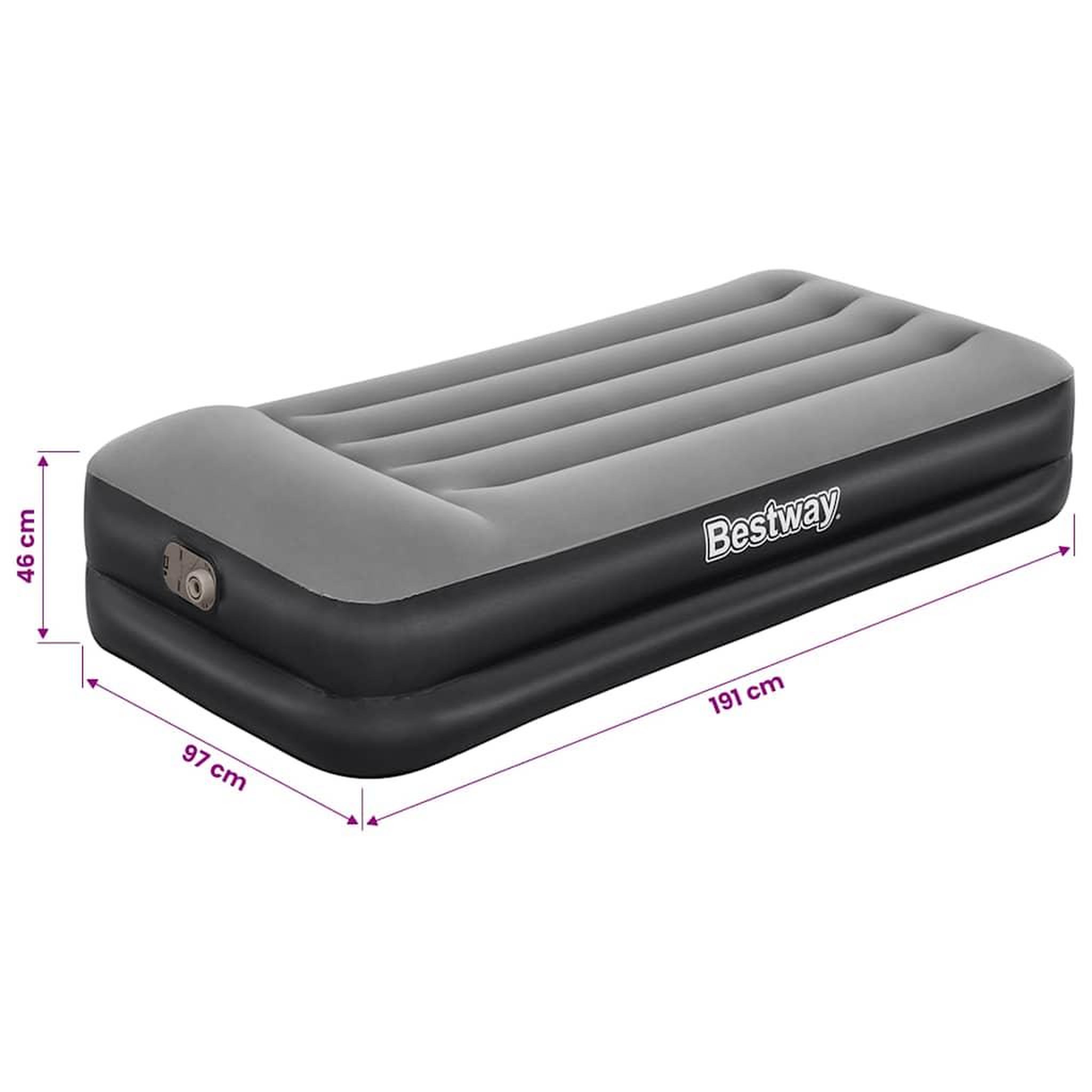 Voir la diapositive 6 : BESTWAY Bestway lit gonflable floque avec pompe a air integree 191x97x46 cm