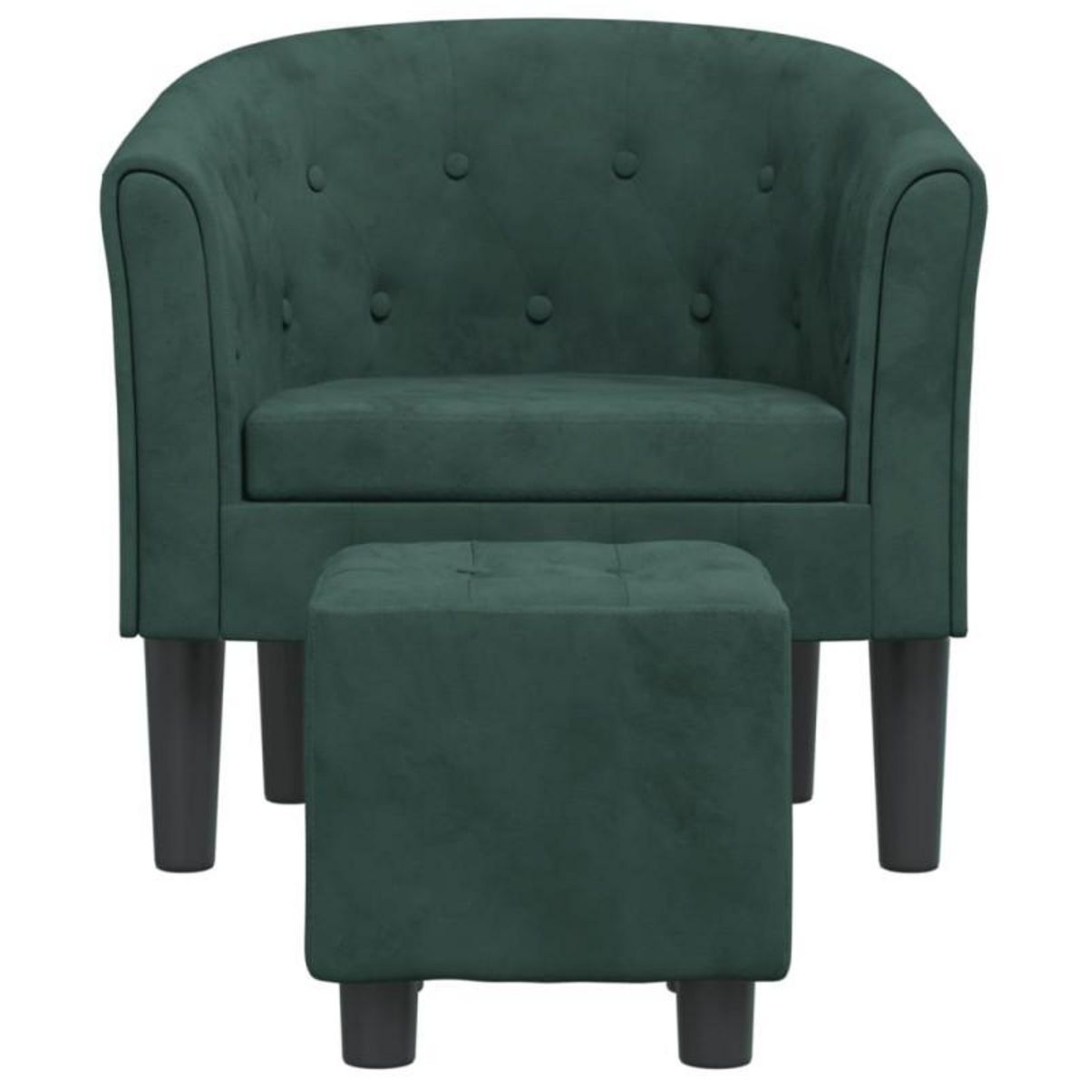 VIDAXL Fauteuil avec repose pied vert foncé velours
