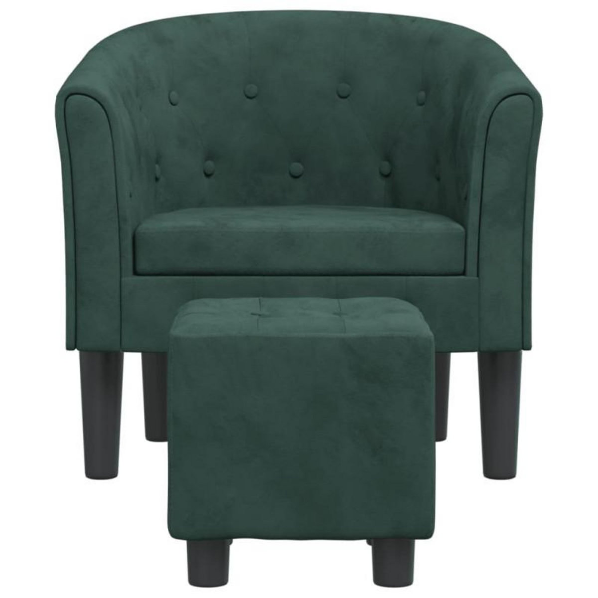 VIDAXL Fauteuil avec repose pied vert foncé velours