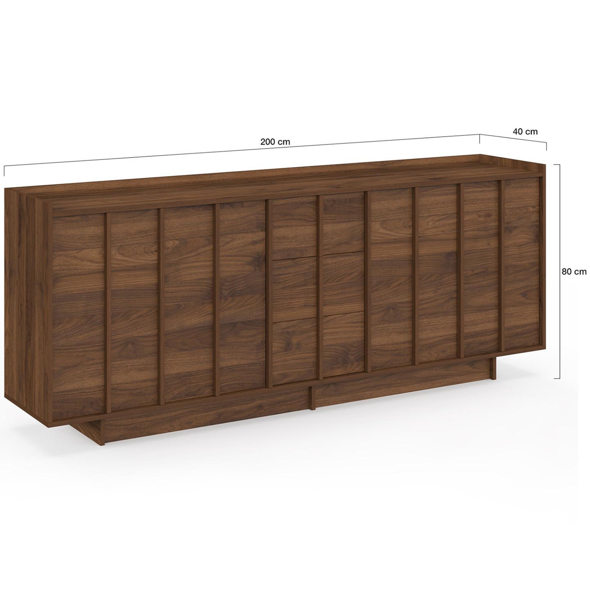 Voir la diapositive 5 : ID MARKET Buffet 200 cm rosie 4 portes et 3 tiroirs façon noyer design minimaliste