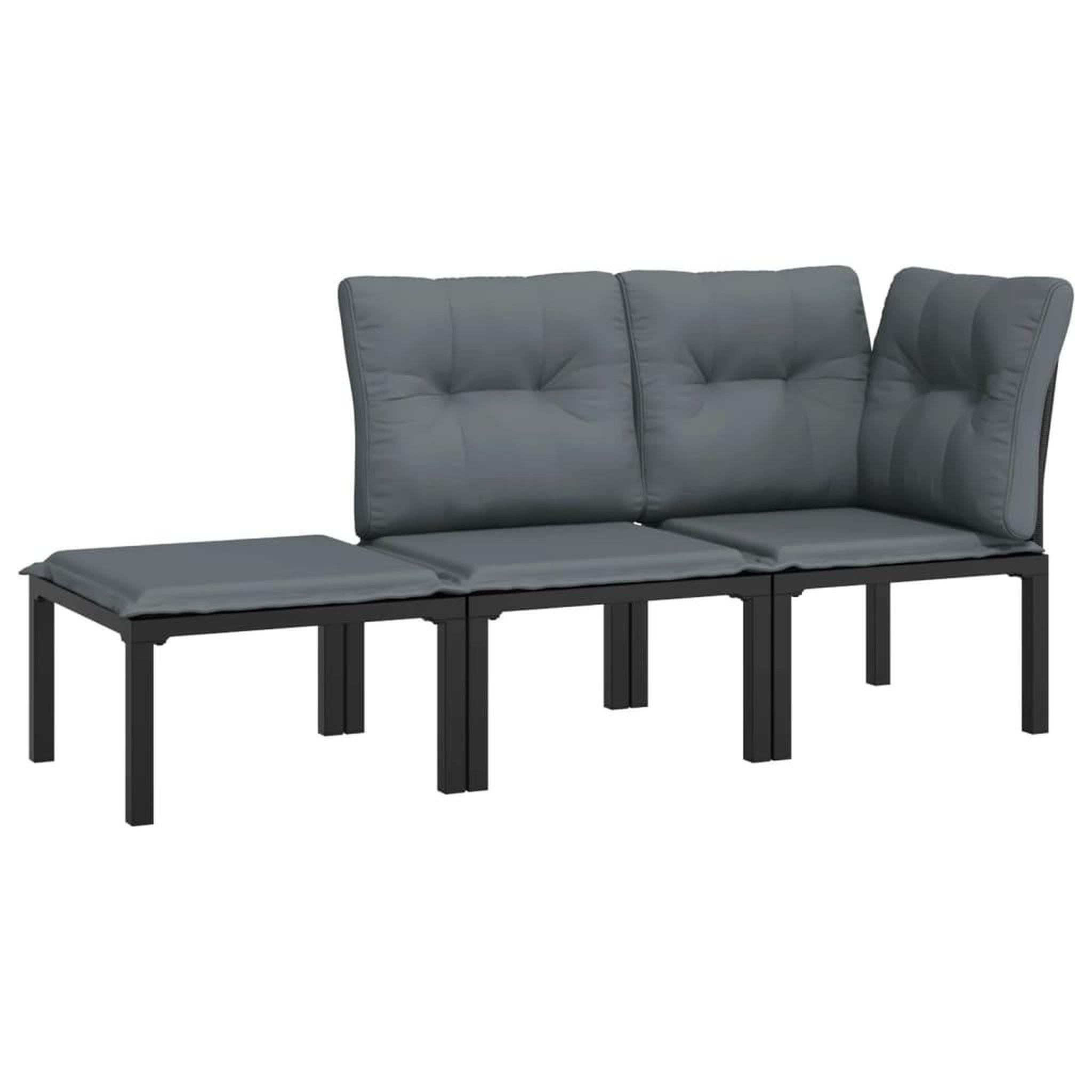 Voir la diapositive 2 : VIDAXL Salon de jardin 3 pcs noir et gris resine tressee