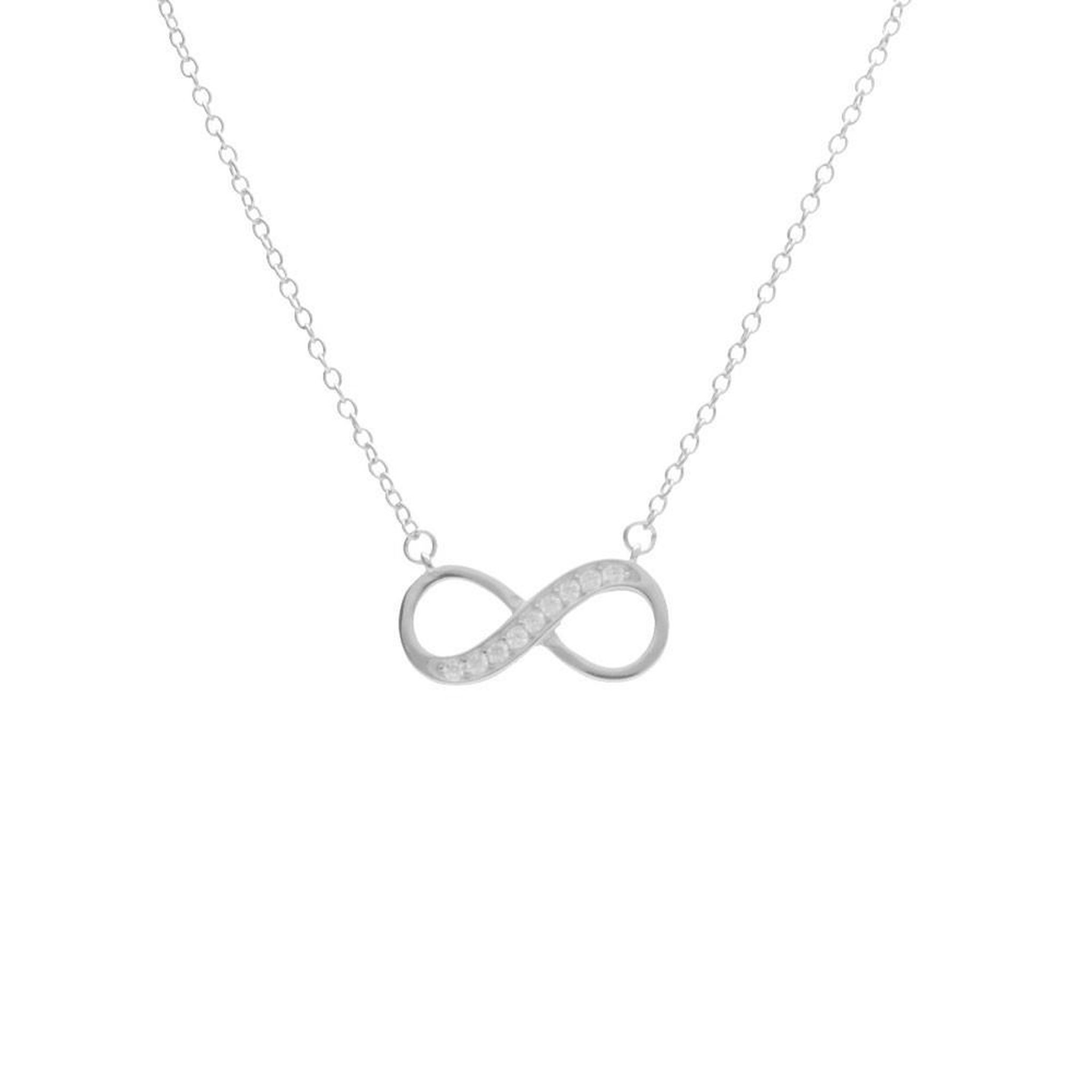 L'ATELIER D'AZUR Collier Argent 925/000 Rhodié - Motif Infini Serti de Zirconiums