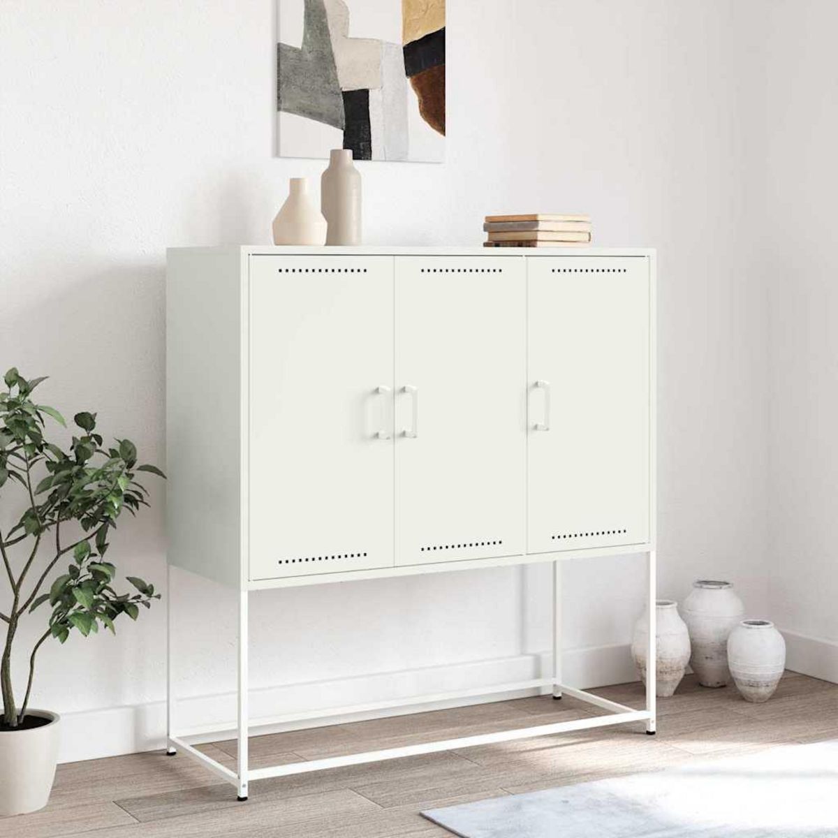 VIDAXL Buffet haut blanc 100,5x39x107 cm acier