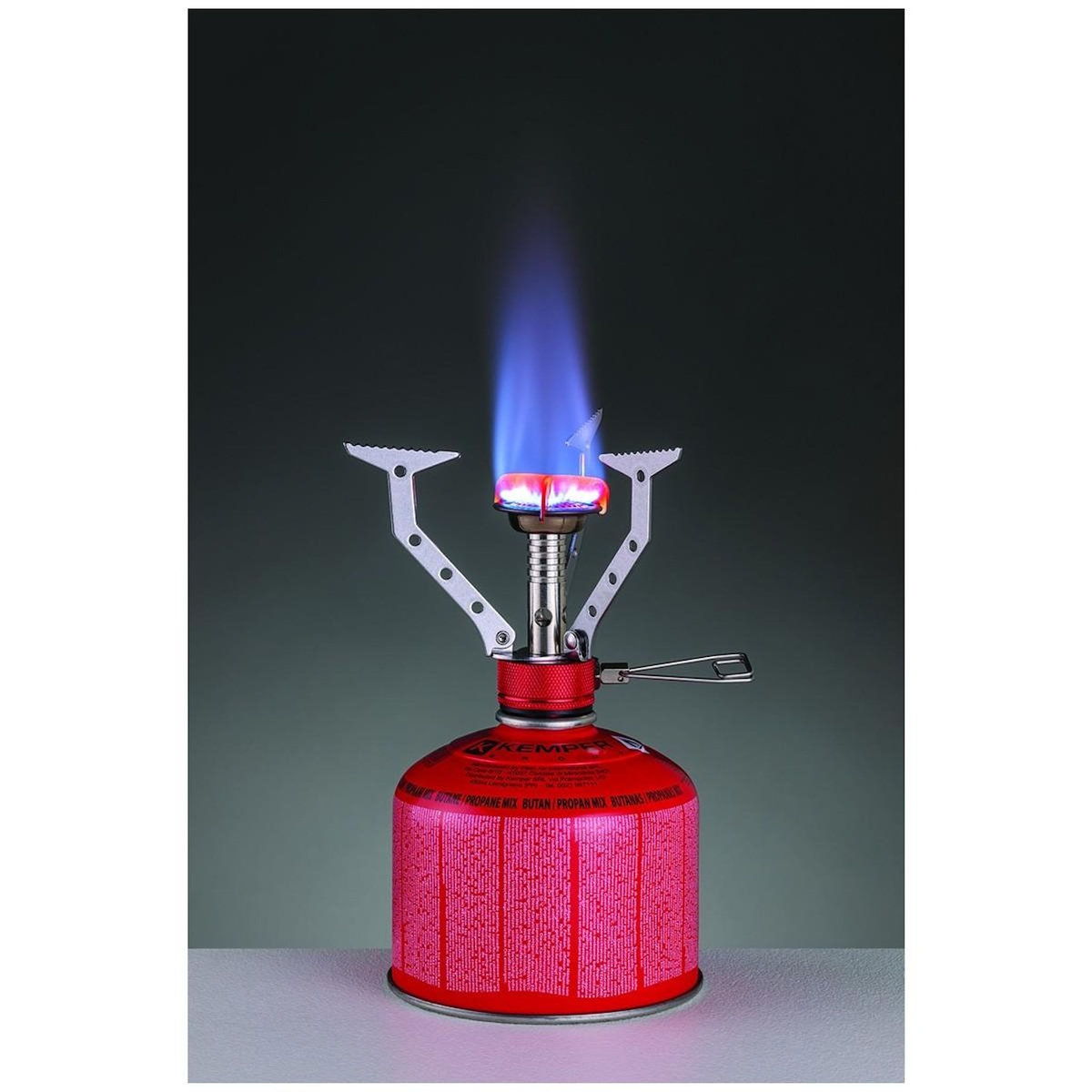 Kemper Réchaud gaz portable 4.5 kW + 2 cartouches gaz 230gr - Brûleur randonnée anti-vent Pliable Léger Camping Haute montagne KEMPER