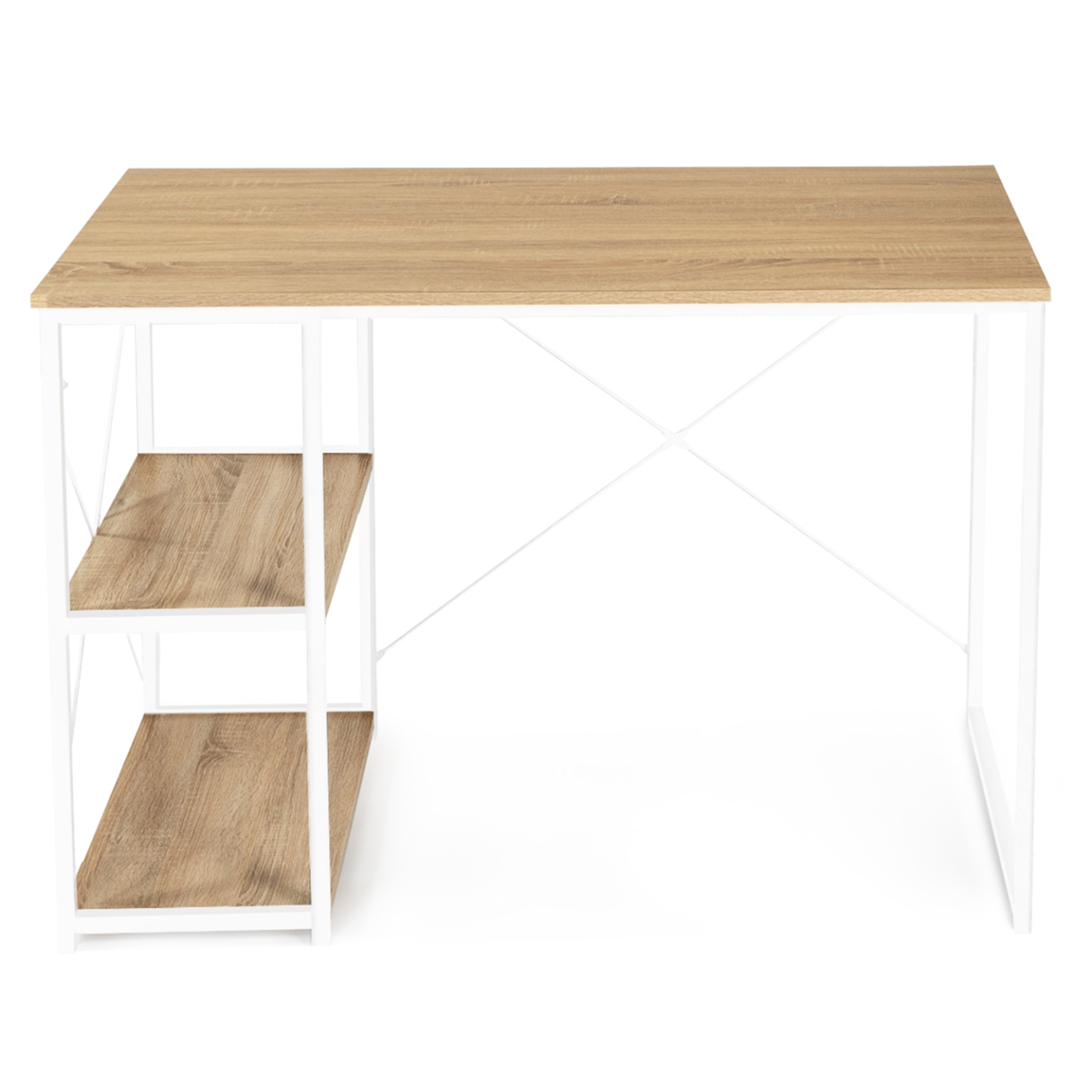 Voir la diapositive 4 : ID MARKET Bureau droit detroit design industriel bois et métal blanc