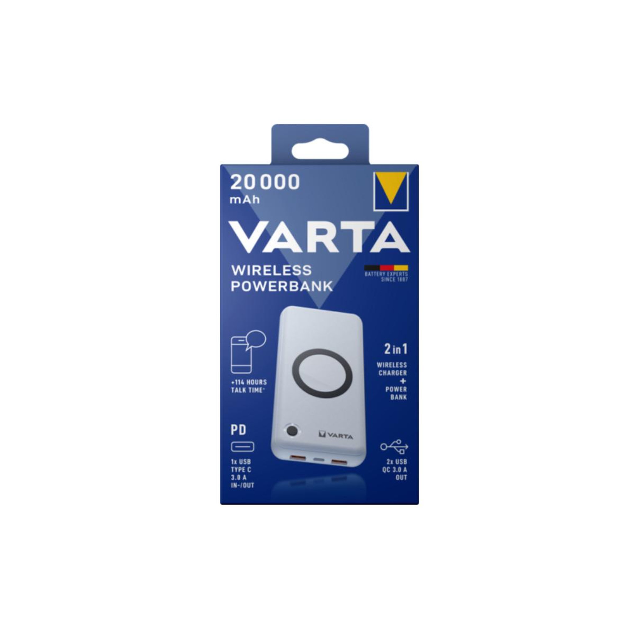 Varta Varta 57909 101 111 banque d'alimentation électrique lithium polymère (lipo) 20000 mah recharge sans fil blanc