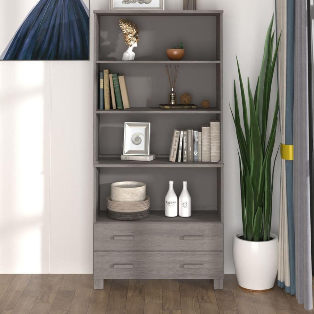 VIDAXL Buffet HAMAR Bois massif de pin Gris clair