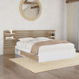Voir la diapositive 2 : ID MARKET Lit double SAVANA avec tête de lit, chevets, rangements et sommier 140 x 190 cm hêtre et blanc