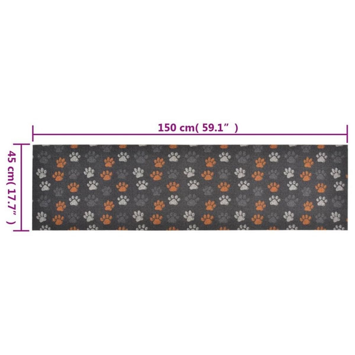 VIDAXL Tapis de cuisine lavable impression de pattes 45x150 cm velours
