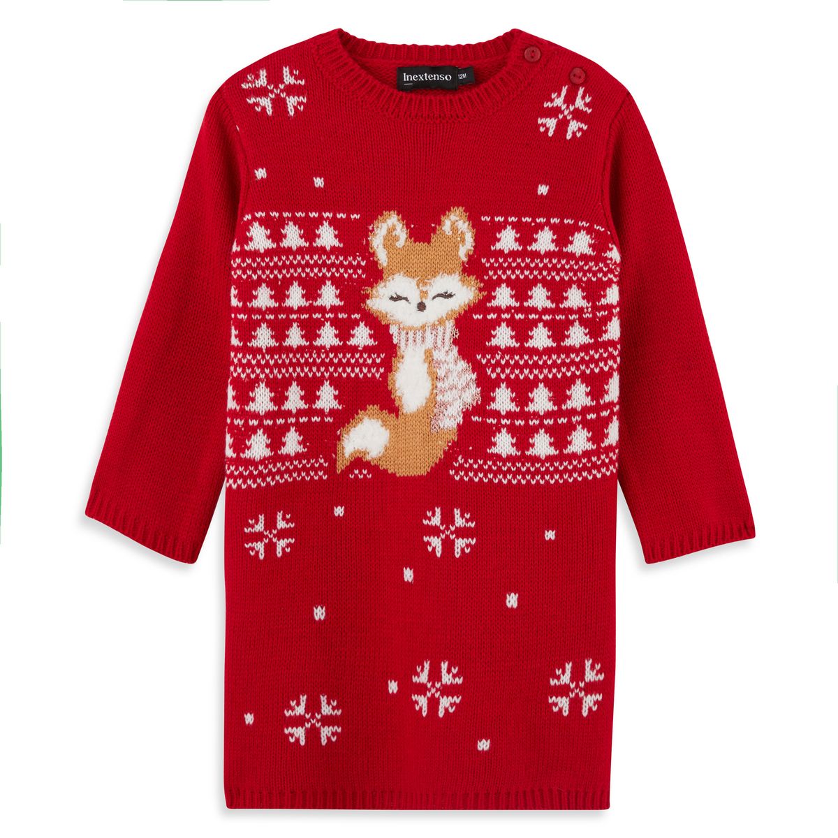 INEXTENSO Robe pull de noël renard bébé fille