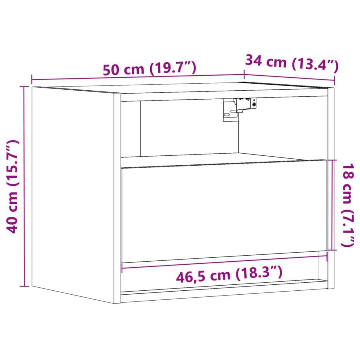 VIDAXL Table de chevet murale avec lumieres LED chene fume