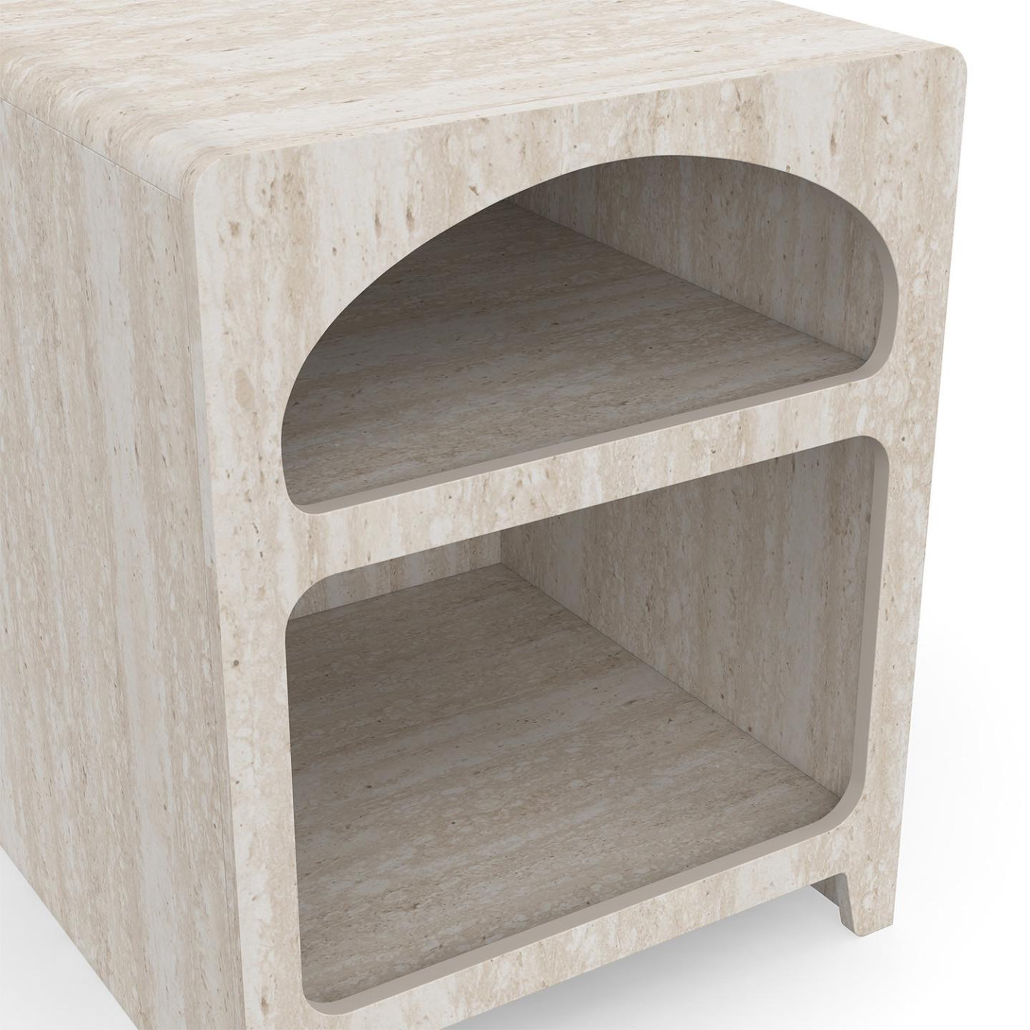 Voir la diapositive 5 : ID MARKET Lot de 2 tables de chevets organiques alesia beige effet marbre 2 compartiments