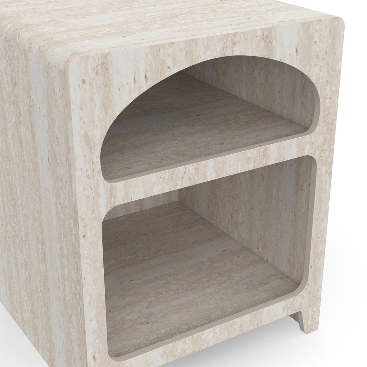 ID MARKET Lot de 2 tables de chevets organiques ALESIA beige effet marbre 2 compartiments