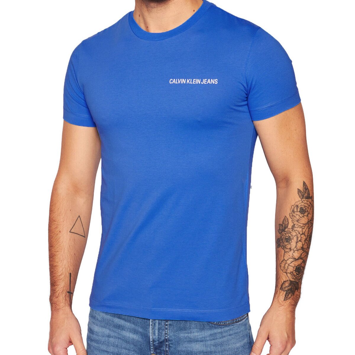 CALVIN KLEIN JEANS T Shirt bleu homme Calvin Klein Logo pas cher