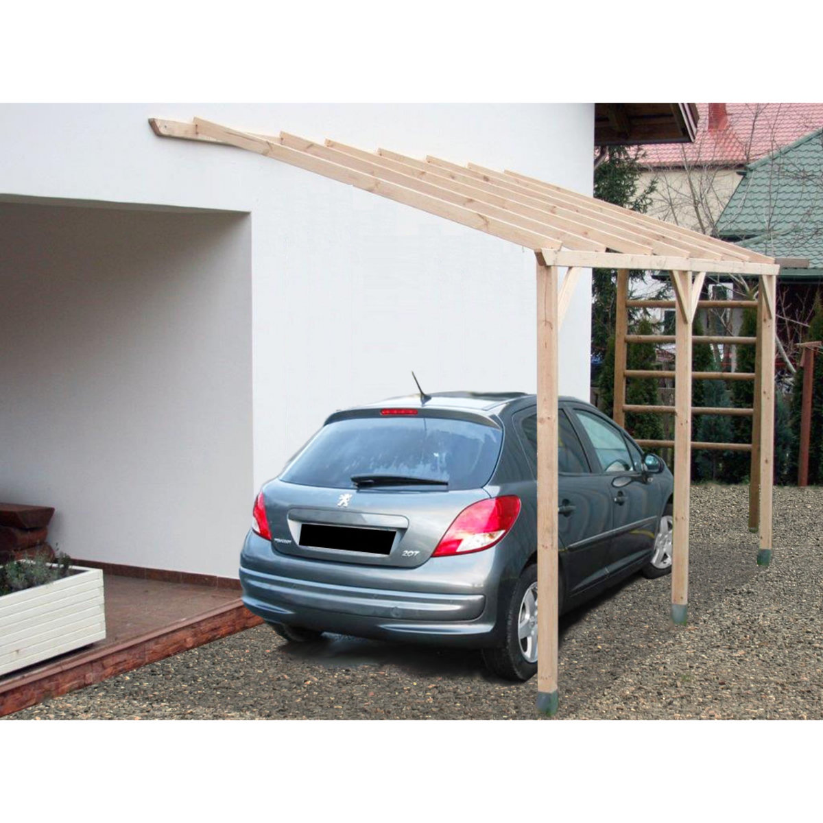 Carport bois adossé 15 m²