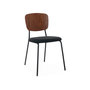 Voir la diapositive 5 : SWEEEK Lot de 2 chaises assise bouclette texturée noire. dossier bois de peuplier courbé. pieds en métal noir mat