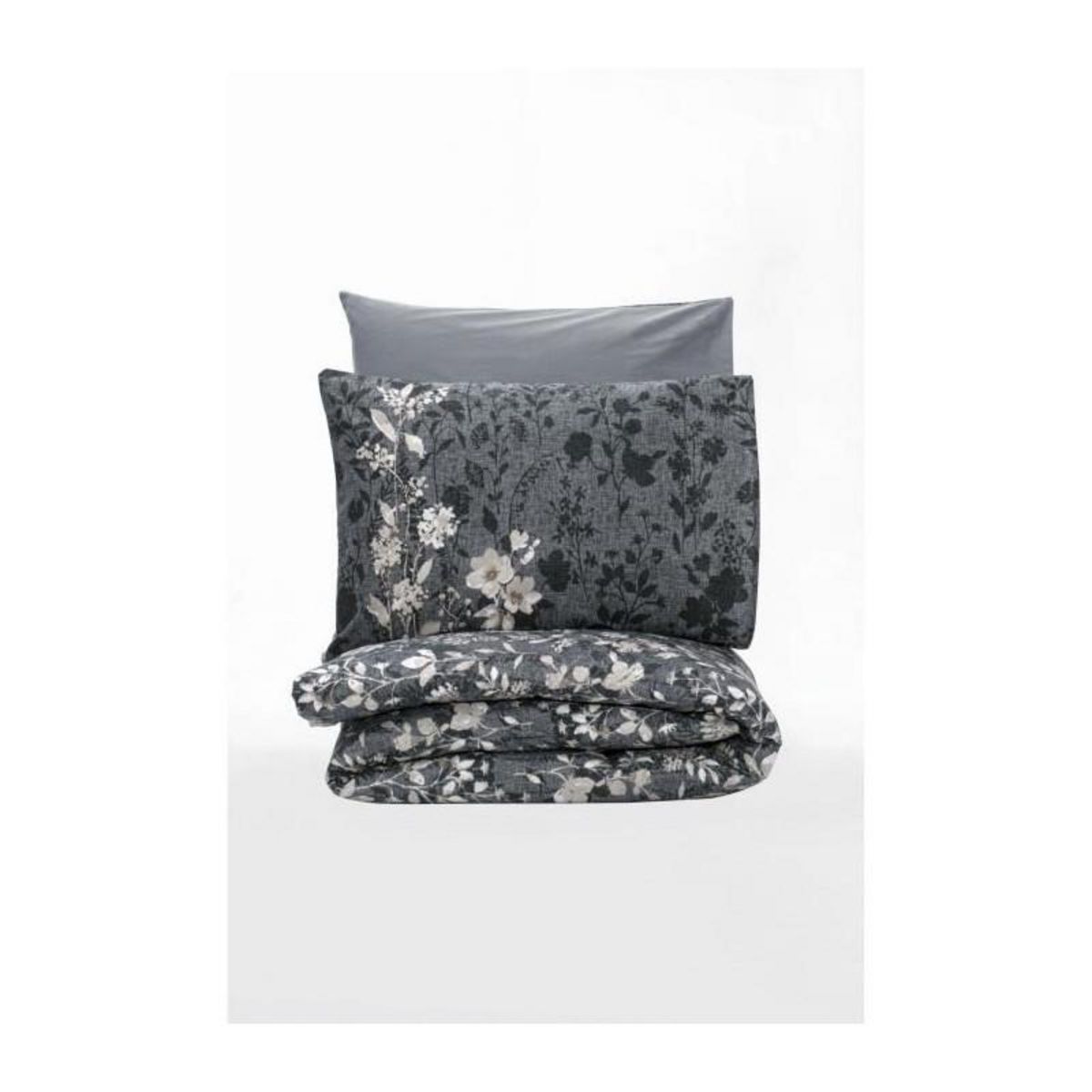 GENERIQUE Parure de lit - 129CTN64406 - 1 housse de couette 220 x 240 cm + 2 taies d'oreiller 60 x 60 cm - 100% coton ranforcé - Anthraci