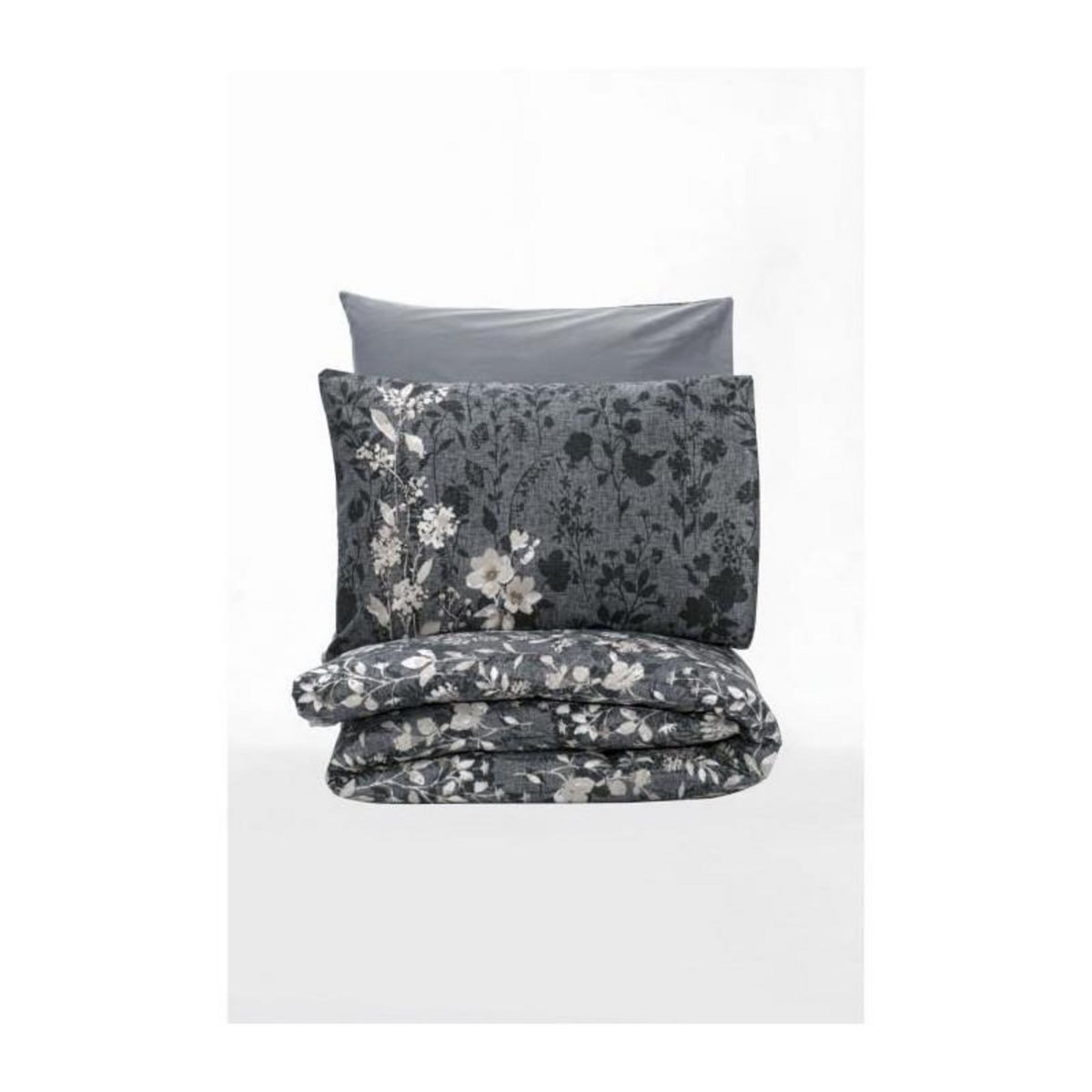 GENERIQUE Parure de lit - 129CTN64406 - 1 housse de couette 220 x 240 cm + 2 taies d'oreiller 60 x 60 cm - 100% coton ranforcé - Anthraci