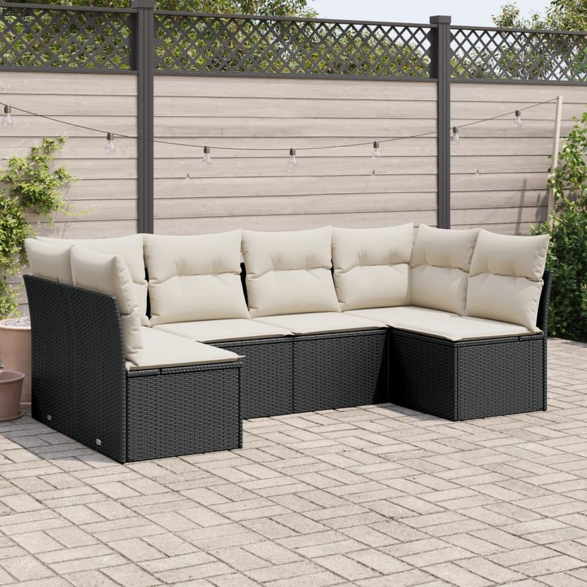 VIDAXL Salon de jardin 6 pcs avec coussins noir resine tressee