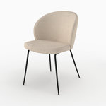MAISON PAVANE Chaise en tissu bouclé beige et pieds en métal-Groom