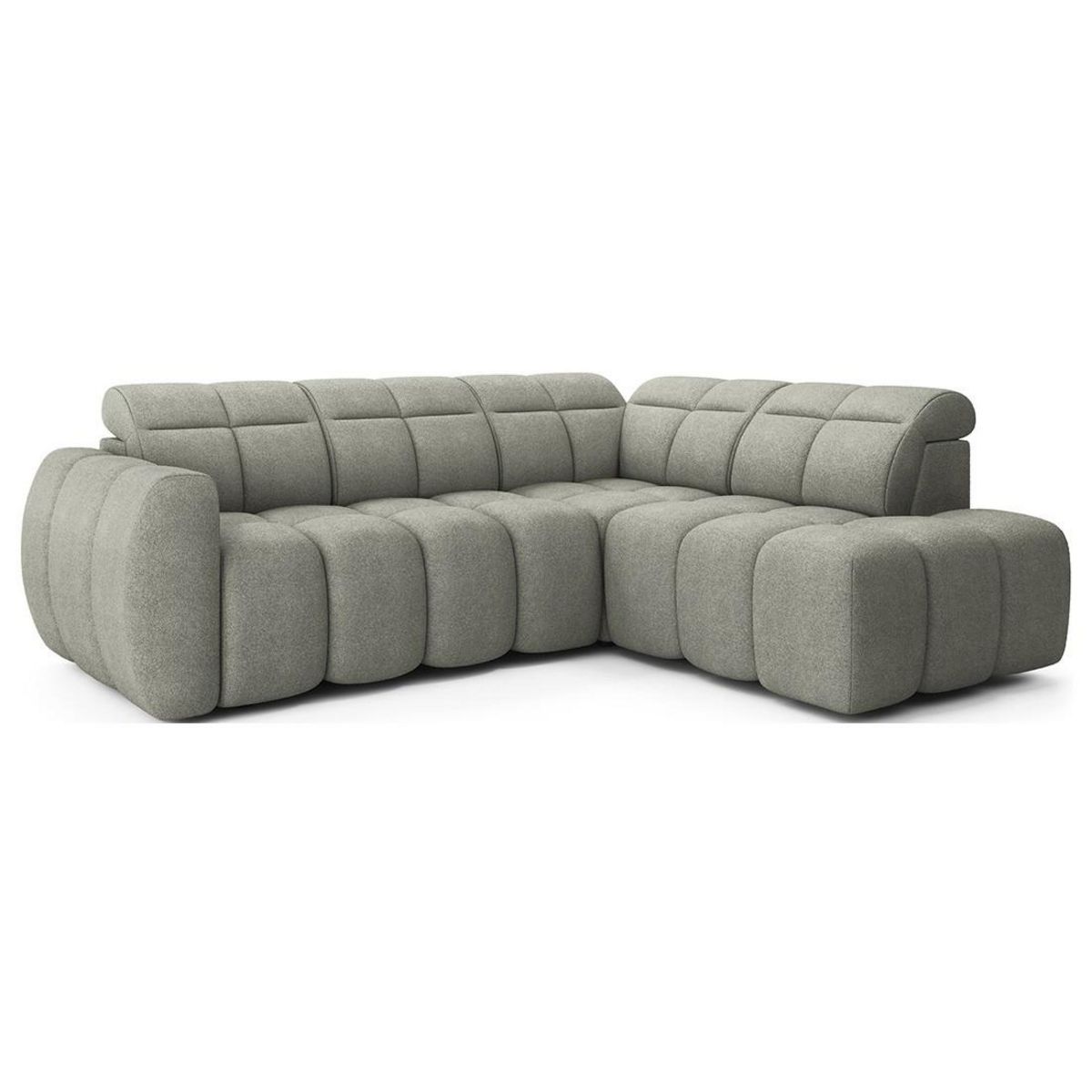 BEST MOBILIER Basile - canapé d'angle droit 4 places assise extensible électrique avec coffre en tissu texturé